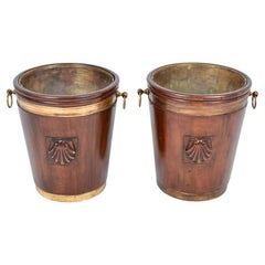 Antique Pair of Mahogany George II Rare Peat Buckets, circa 1780