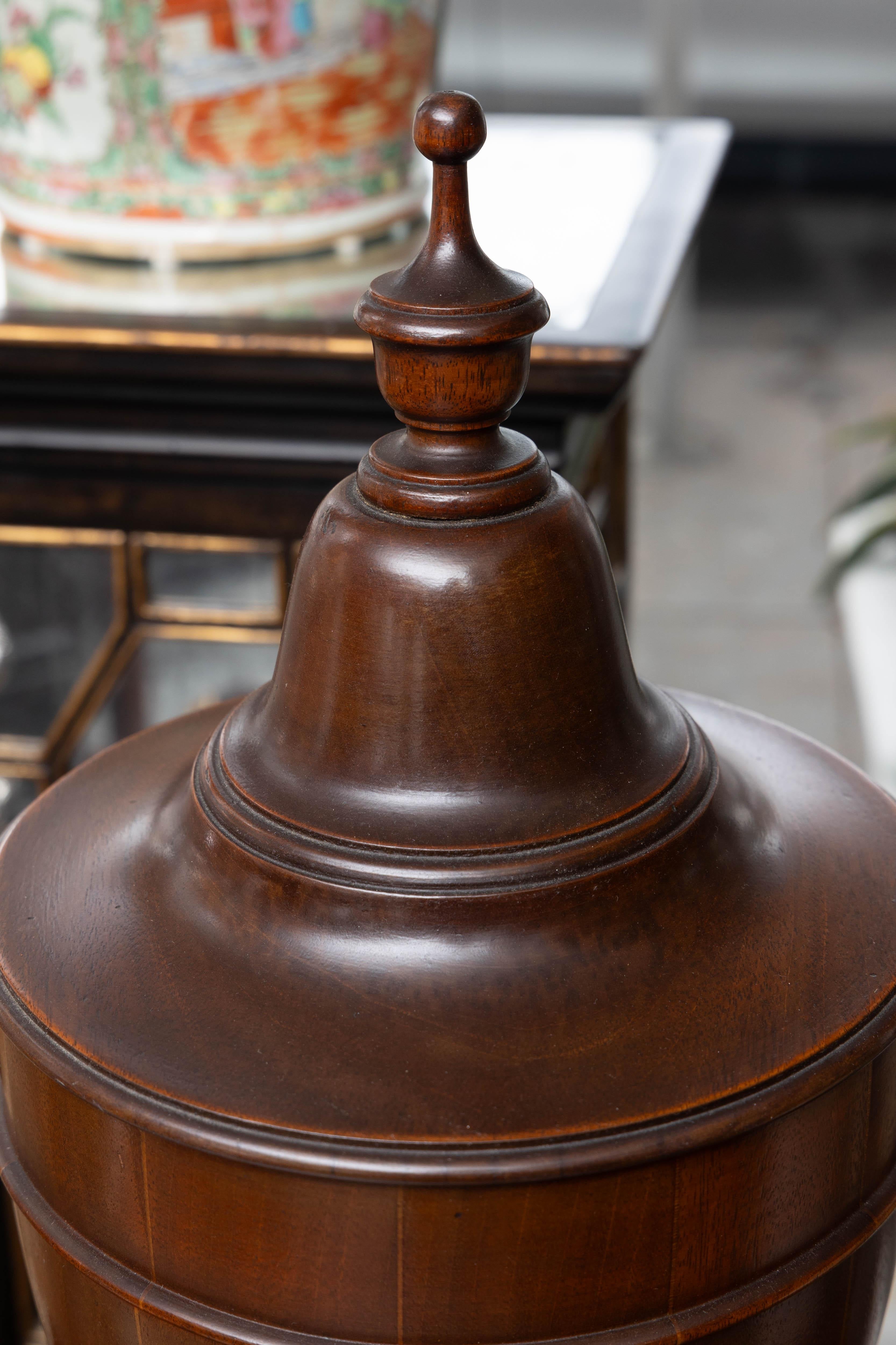 Woodwork Mahogany George III Style Cutlery Urns - Pair available, priced individually. For Sale