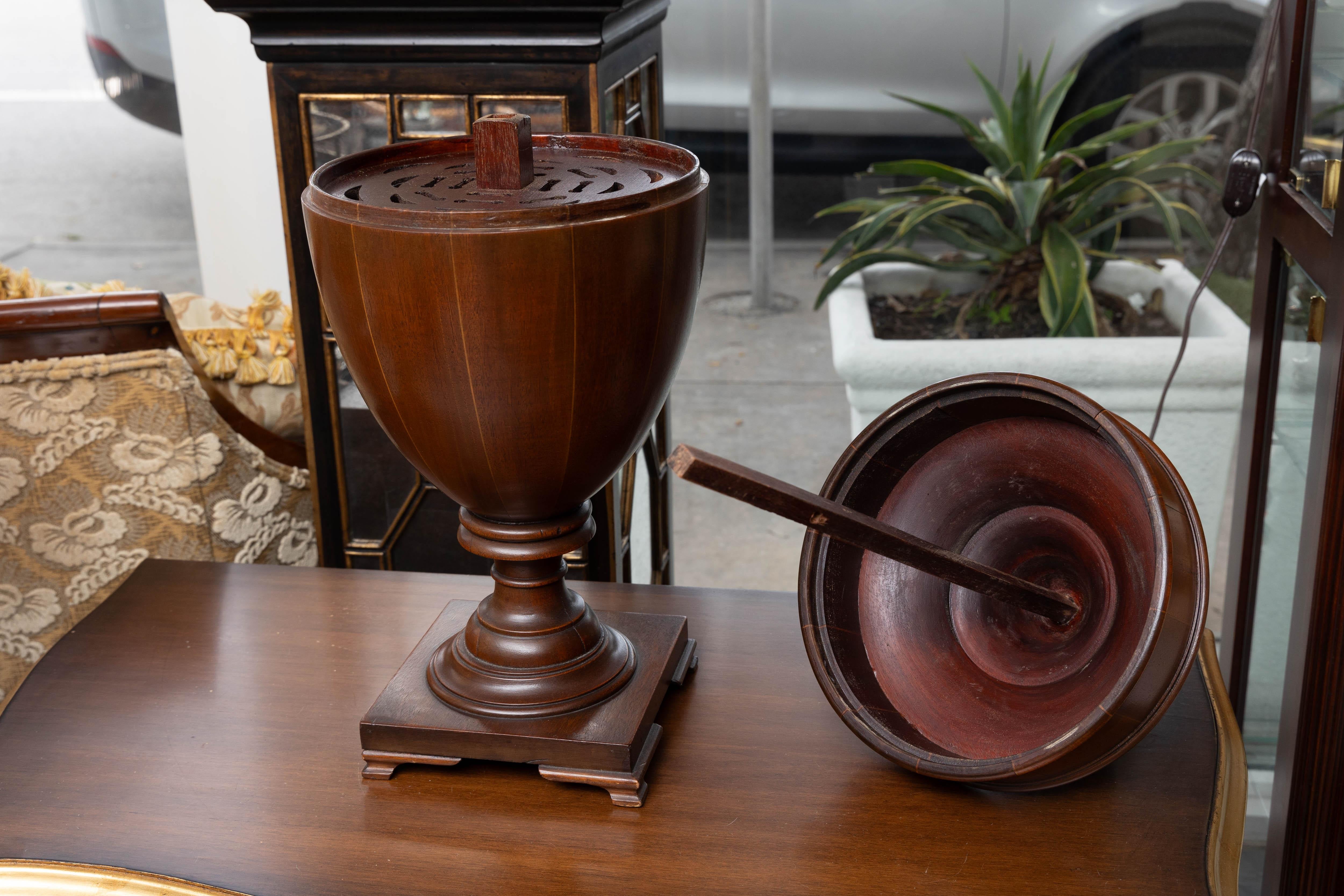 Mahogany George III Style Cutlery Urns - Pair available, priced individually. In Good Condition For Sale In WEST PALM BEACH, FL