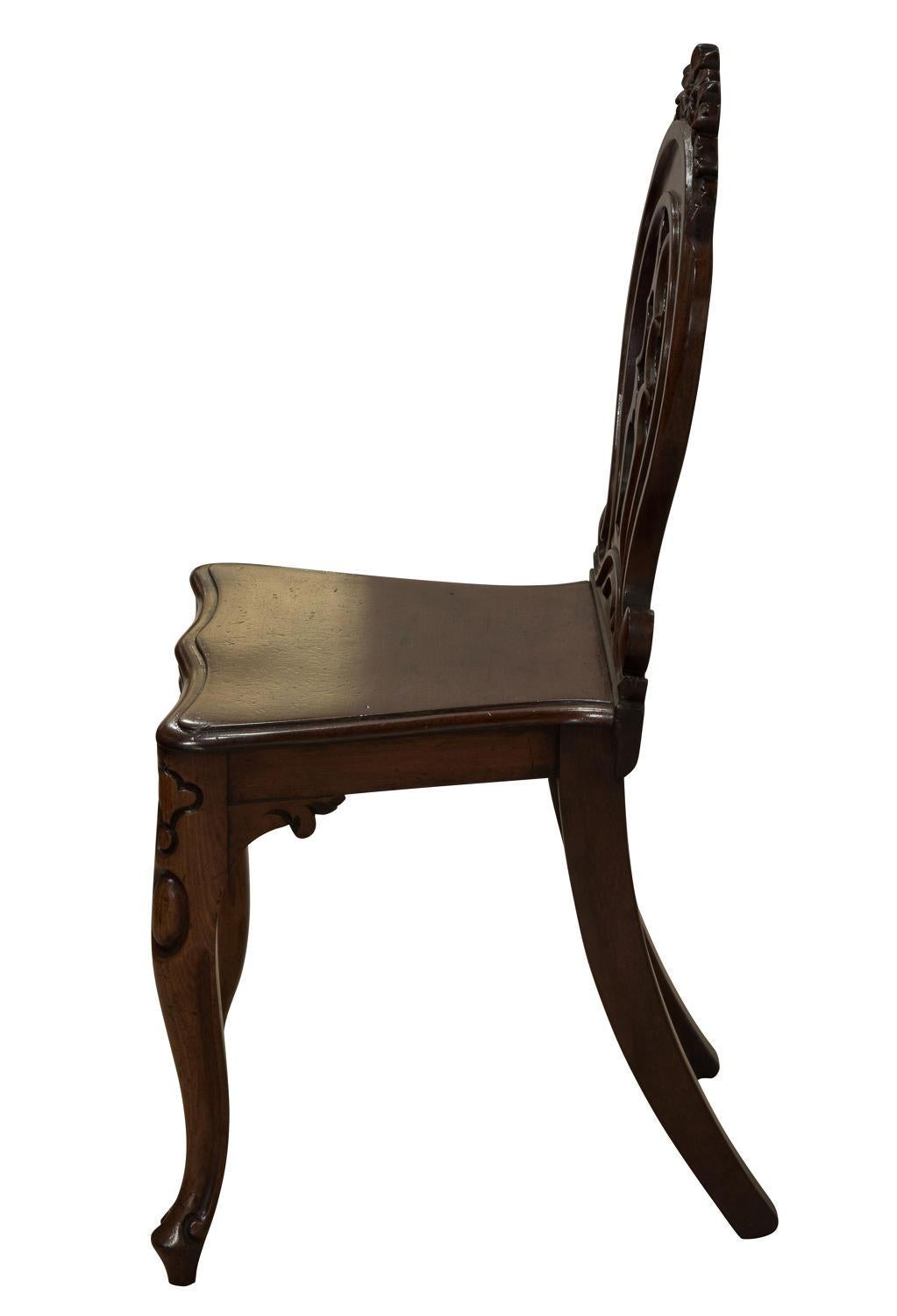 British Pair of Mahogany Hall Chairs, circa 1860 For Sale