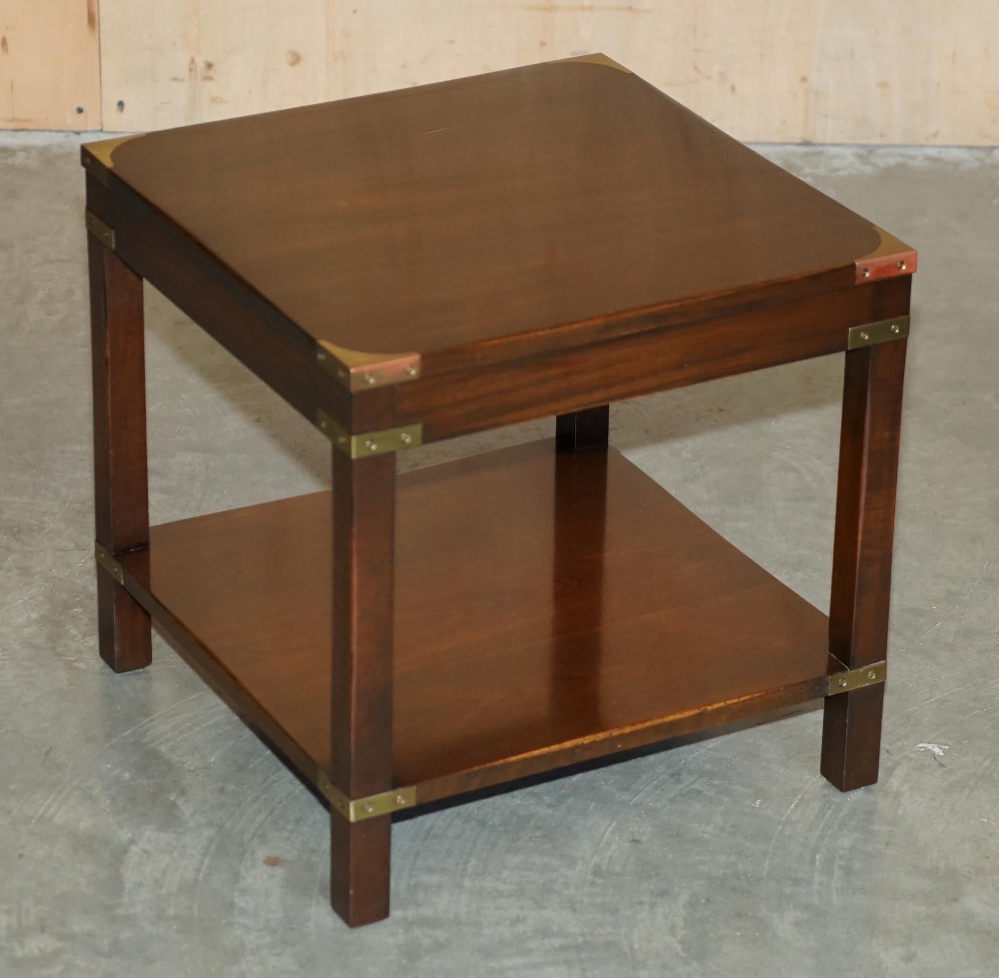 Campaign PAIR OF HARDWOOD HARRODS LONDON KENNEDY MILITARY CAMPAIGN HIGH SiDE END TABLES For Sale