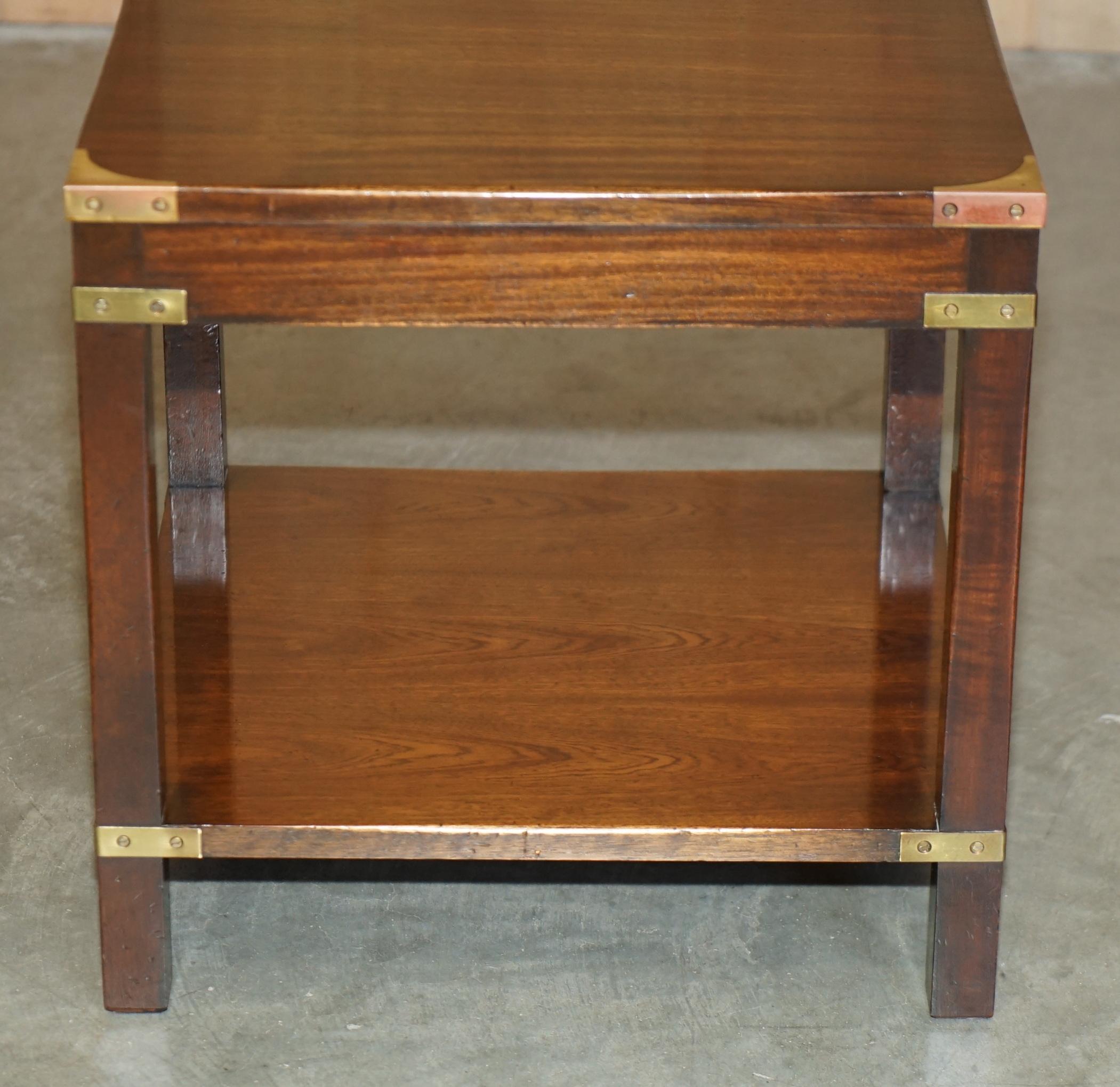 20th Century PAIR OF HARDWOOD HARRODS LONDON KENNEDY MILITARY CAMPAIGN HIGH SiDE END TABLES For Sale