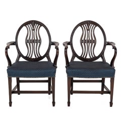 Pair of Late 19th-Century Mahogany Hepplewhite-Style Armchairs (Carvers), c.1870