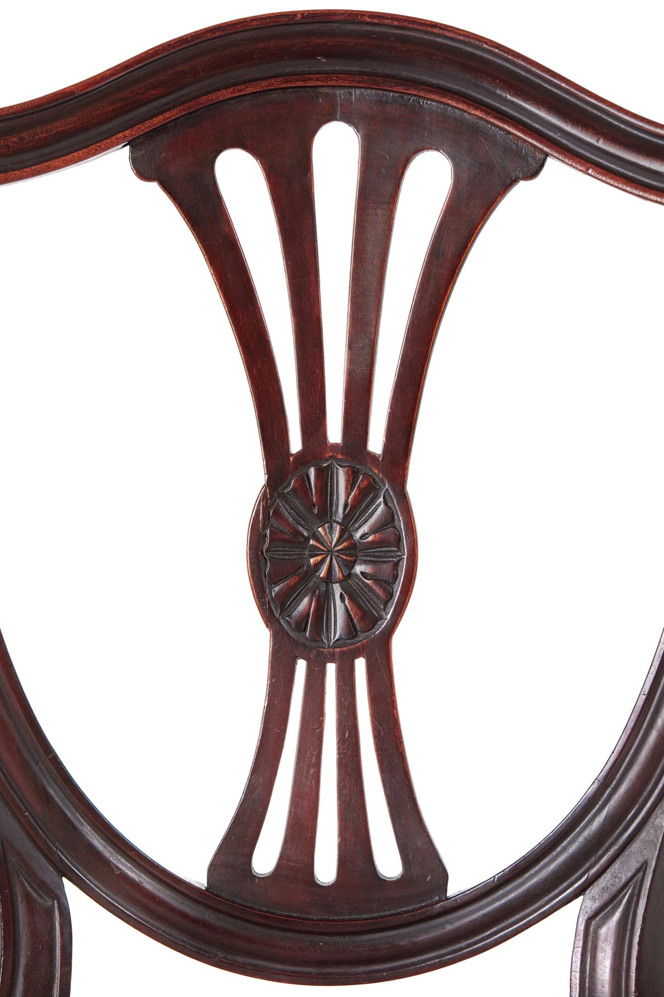 Pair of Mahogany Hepplewhite Style Elbow Chairs For Sale 2