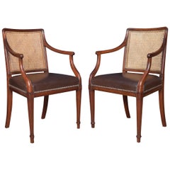 Pair of Mahogany Hepplewhite Style Office Armchairs