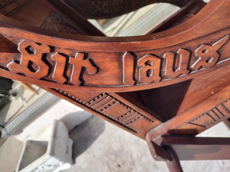 Pair of Mahogany Highly Carved Glastonbury Chairs For Sale 4