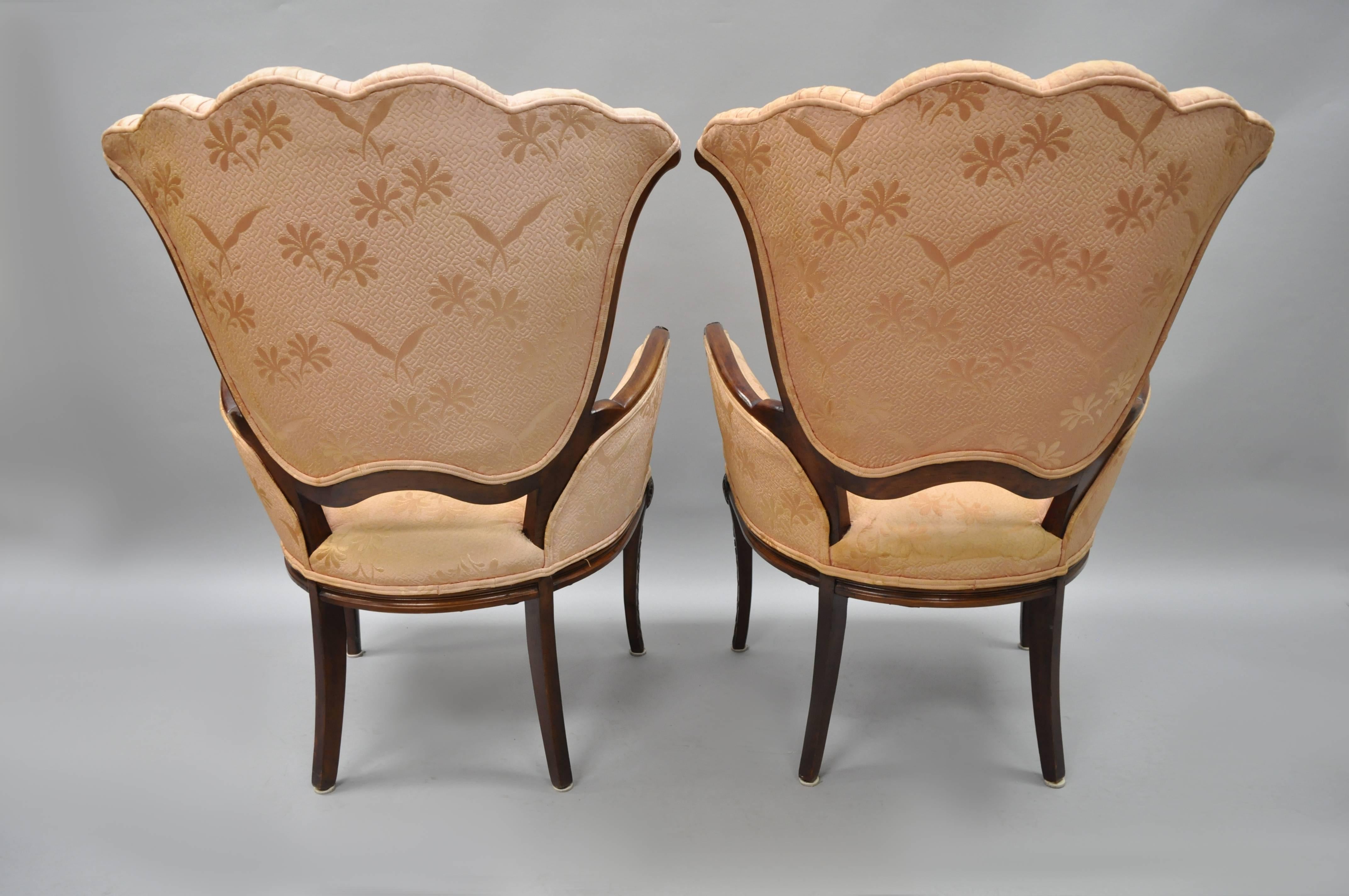 Pair of Mahogany Hollywood Regency Tufted Armchairs Attributed to Grosfeld House For Sale 2
