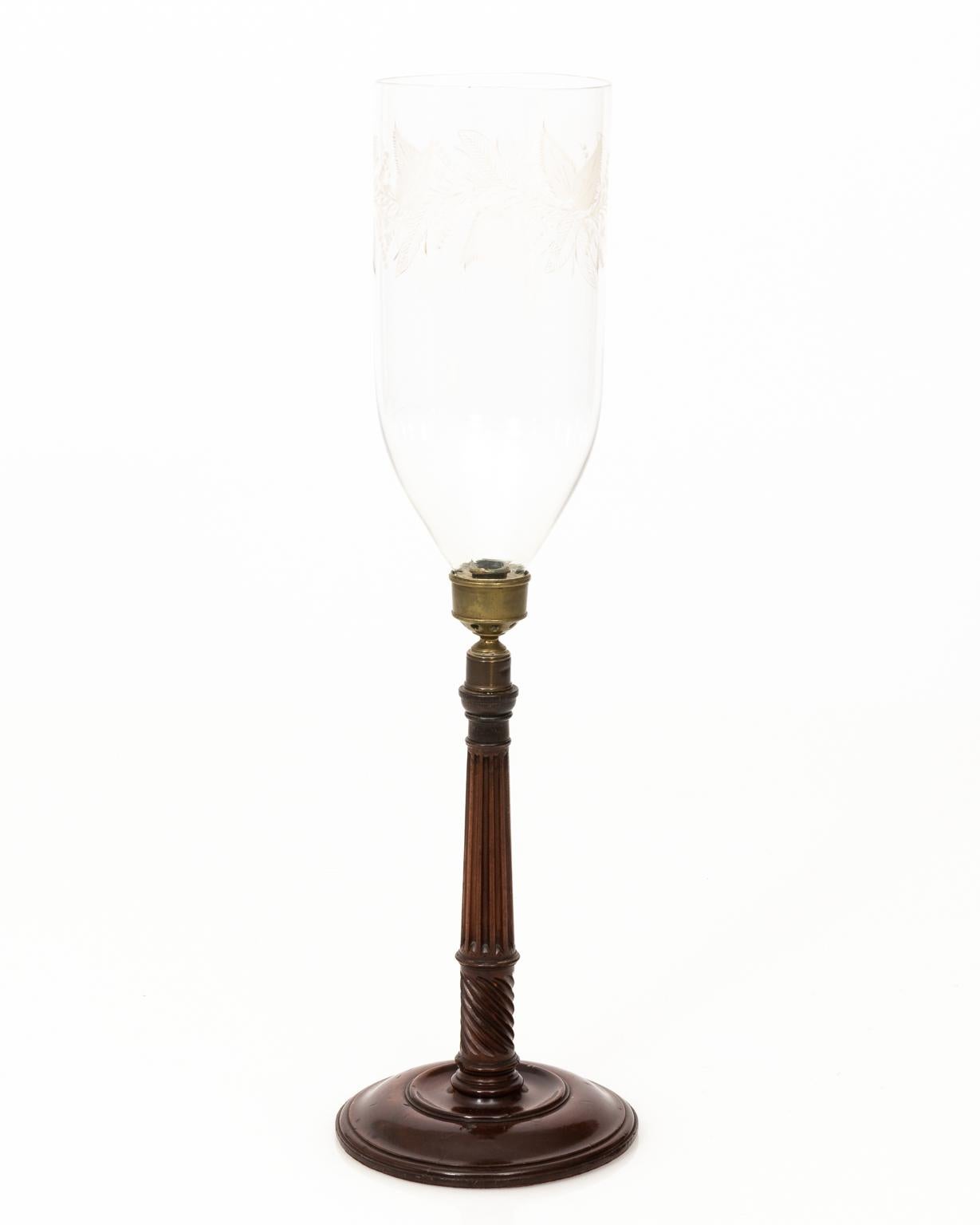 Pair of Mahogany Hurricane Candlesticks In Good Condition In Stamford, CT