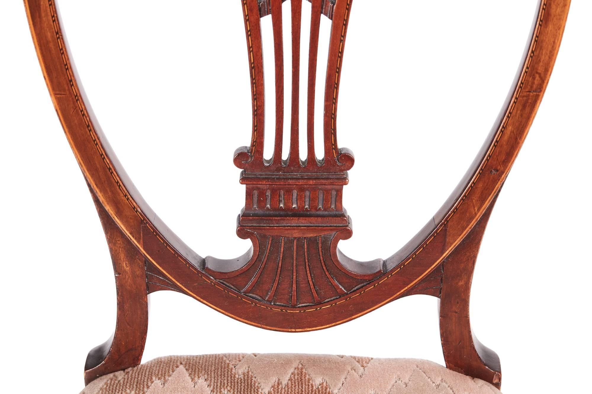 European Pair of Mahogany Inlaid Side Chairs