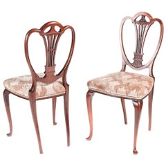 Vintage Pair of Mahogany Inlaid Side Chairs