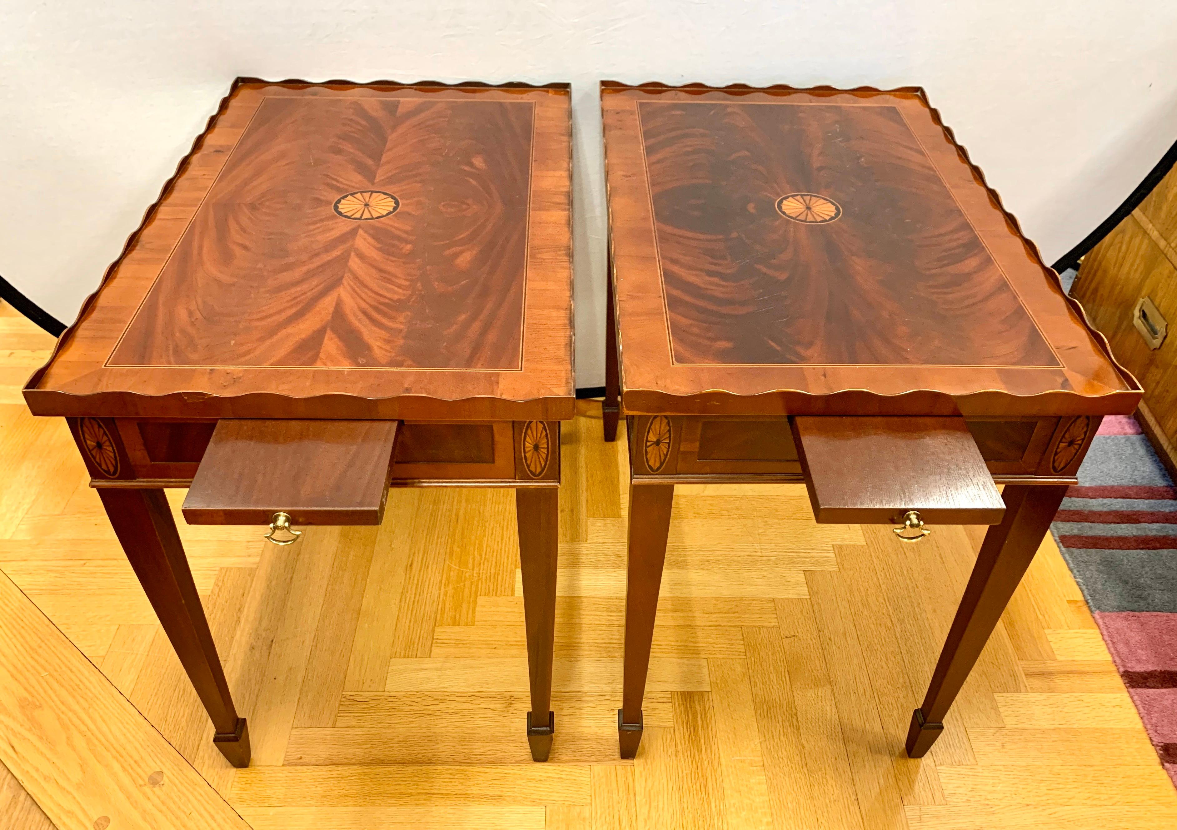 Pair of Mahogany Inlay End Tables Side Tables 4