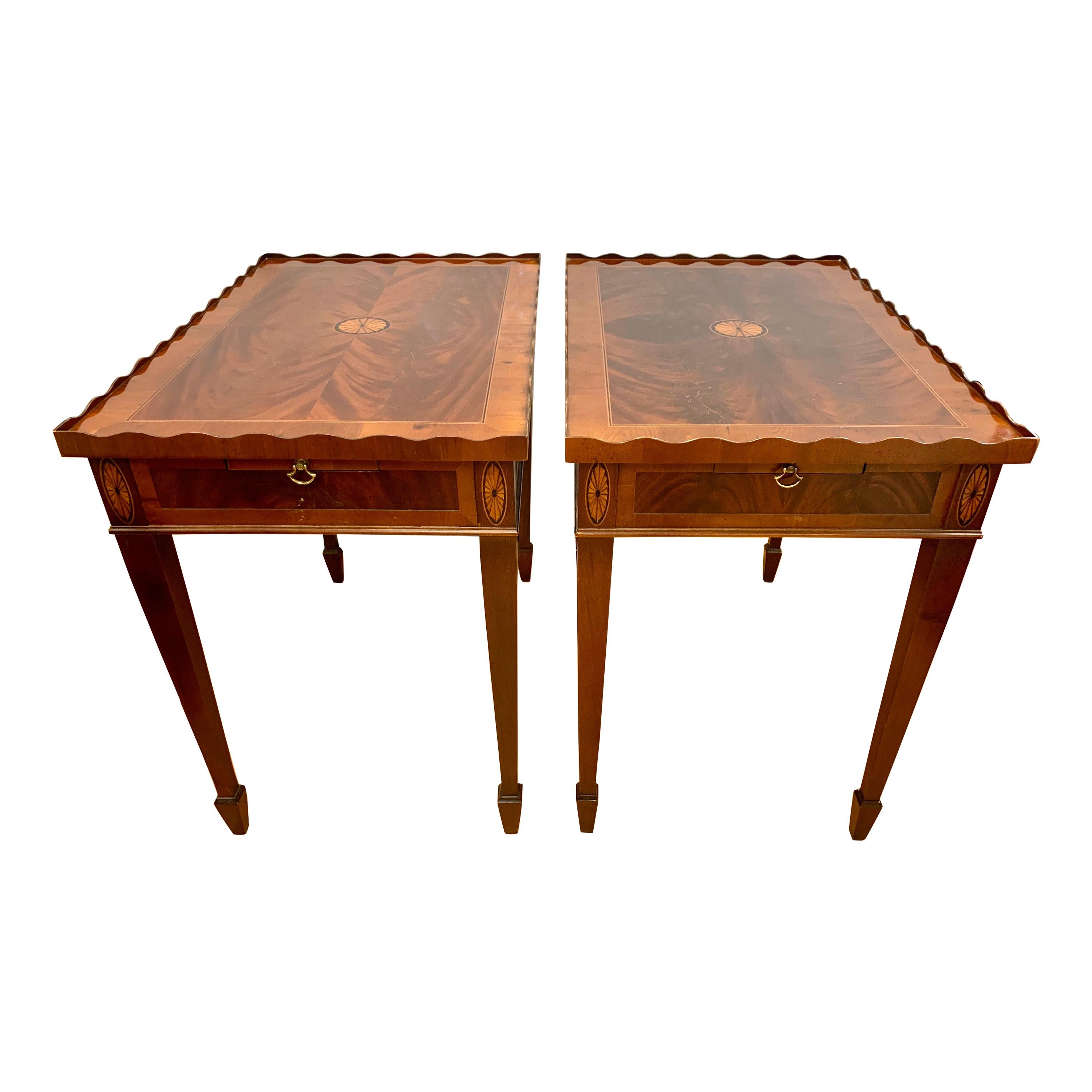 Pair of Mahogany Inlay End Tables Side Tables