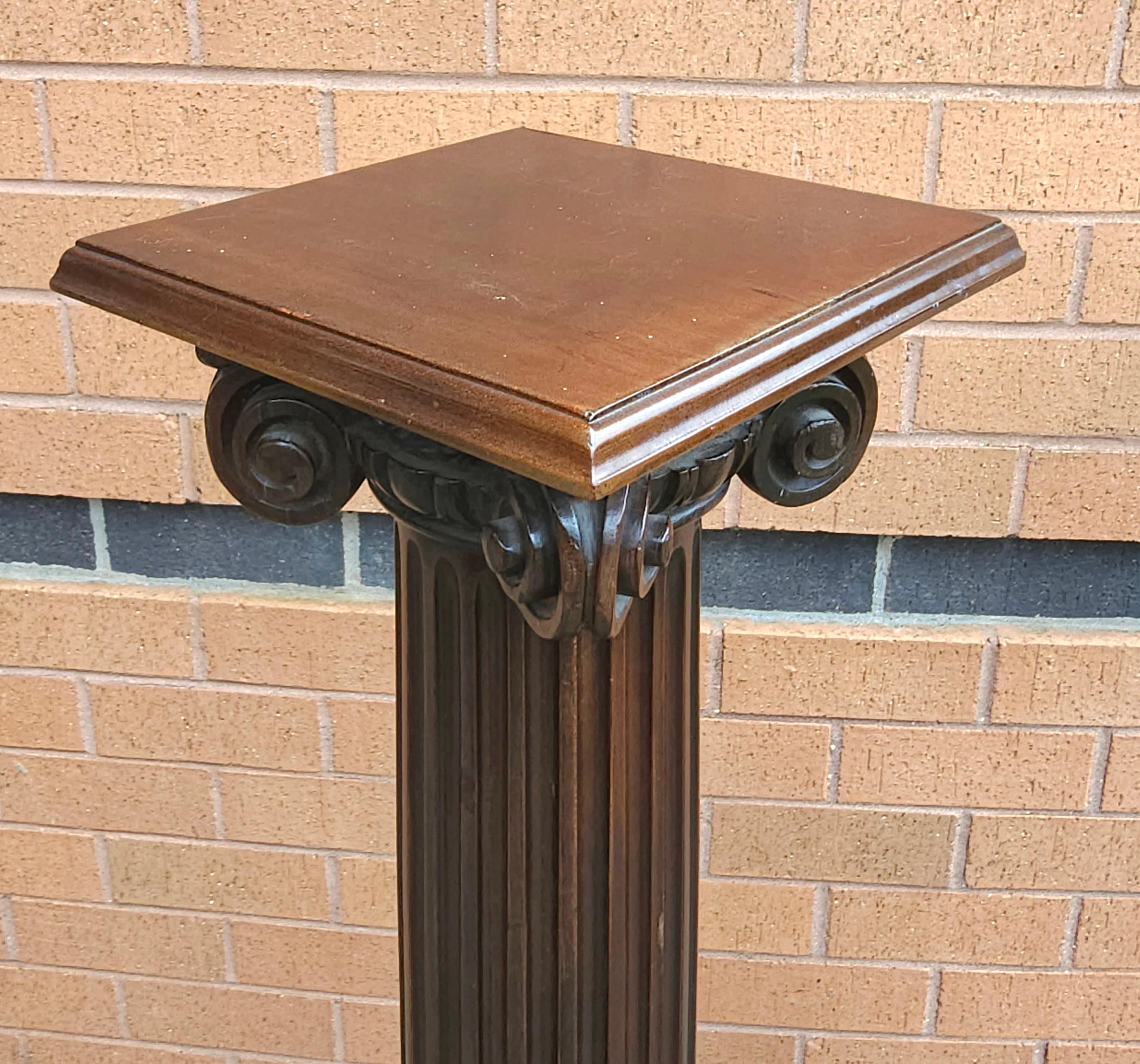 Pair Of Mahogany Ionic Order Style Column-Form Pedestals For Sale 3