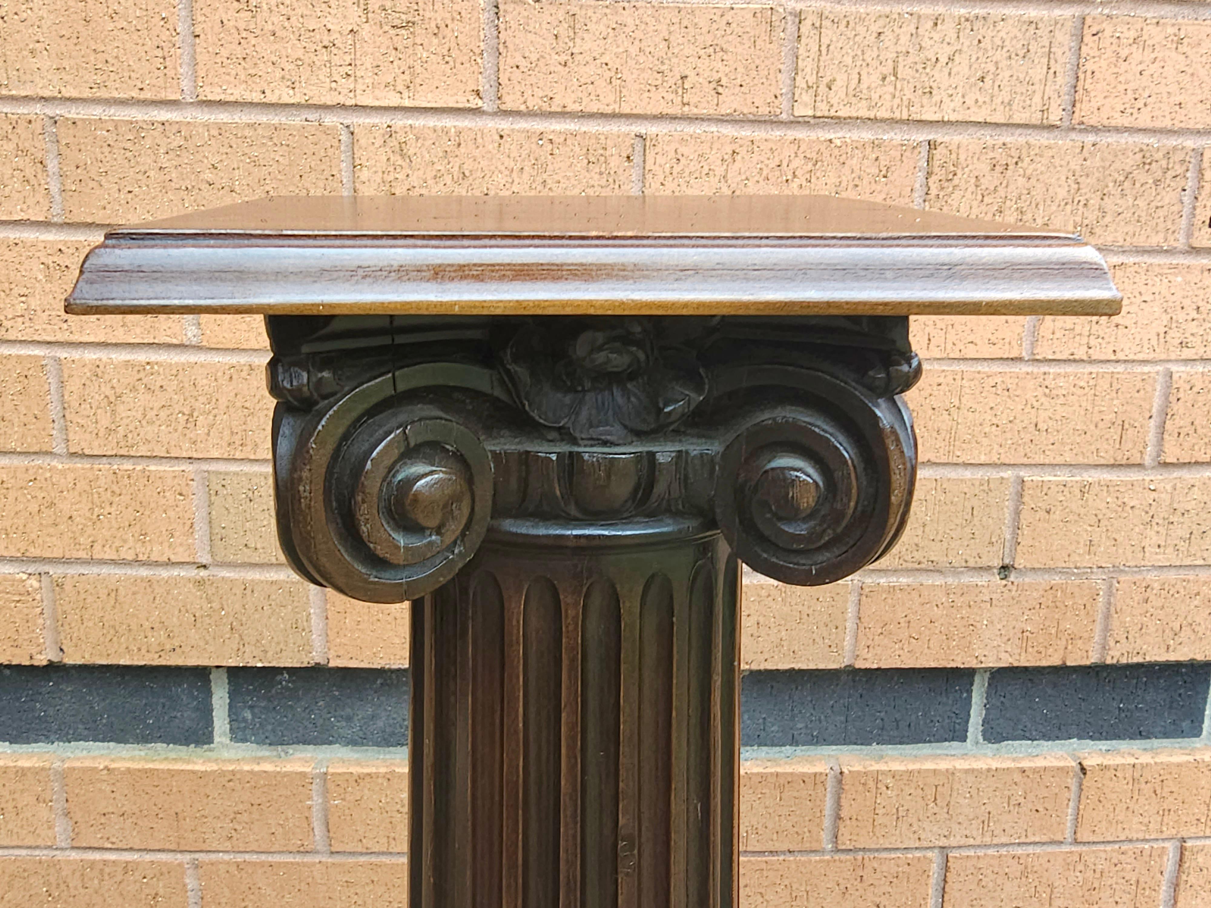Pair Of Mahogany Ionic Order Style Column-Form Pedestals For Sale 4