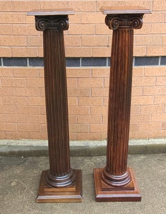 Pair Of Mahogany Ionic Order Style Column-Form Pedestals