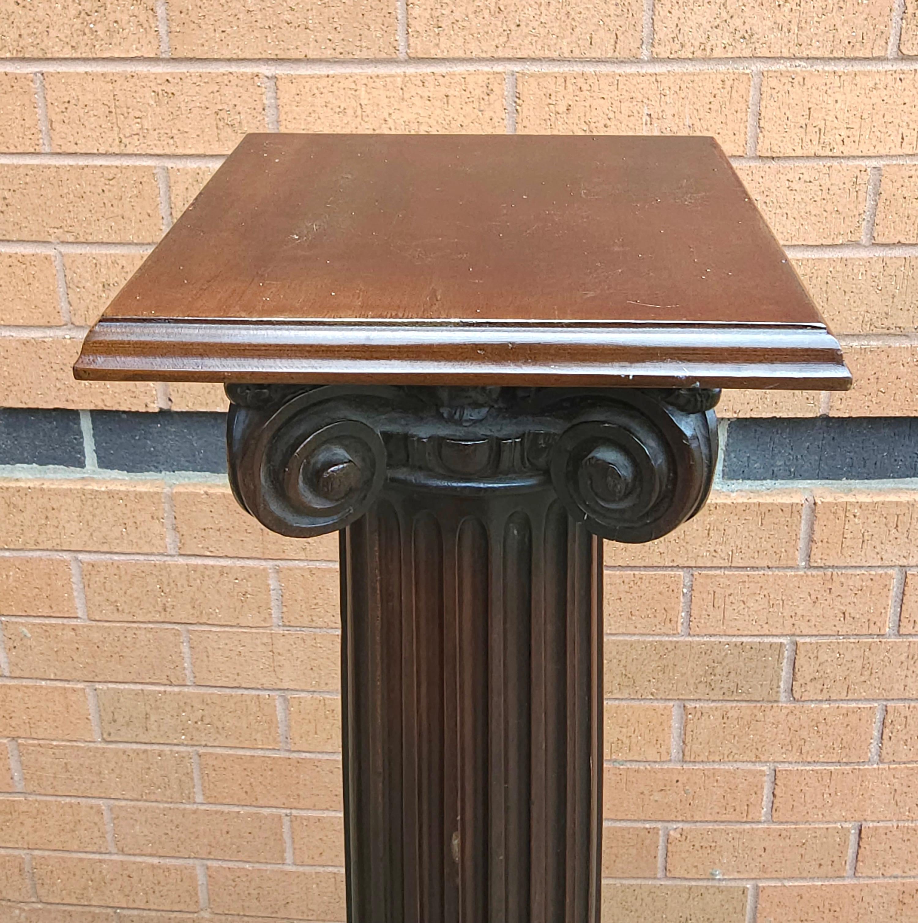 Pair Of Mahogany Ionic Order Style Column-Form Pedestals For Sale 1