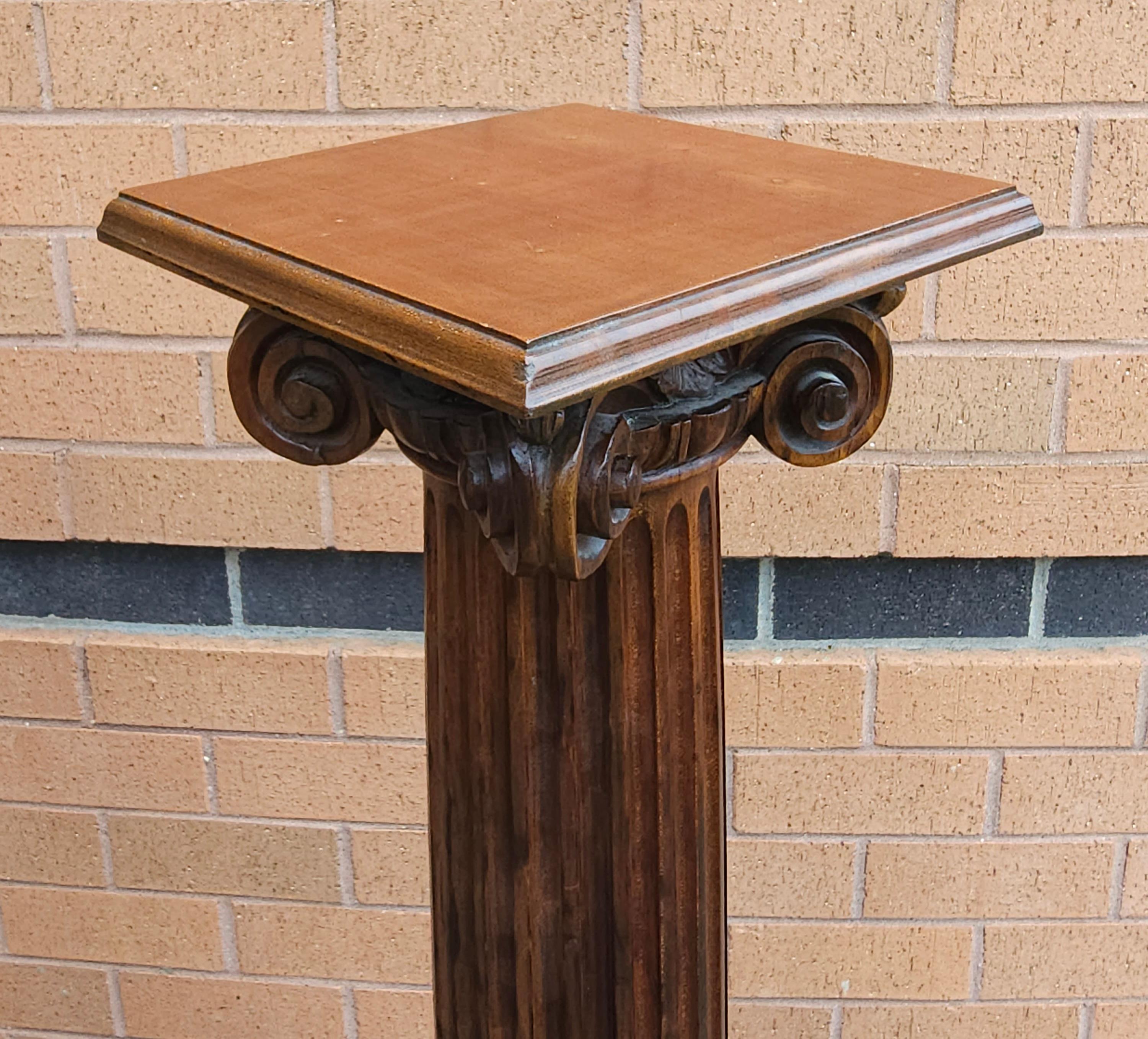 Pair Of Mahogany Ionic Order Style Column-Form Pedestals For Sale 2