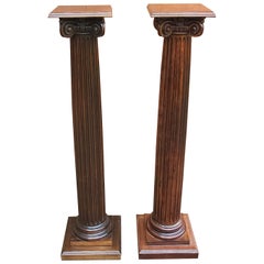 Pair Of Mahogany Ionic Order Style Column-Form Pedestals