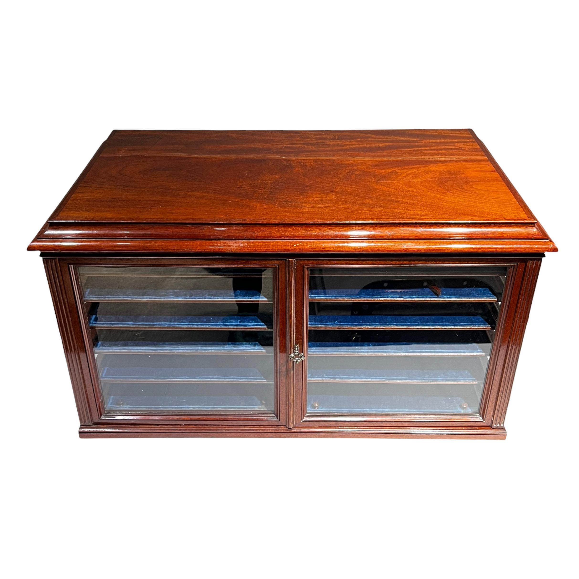 Belle Époque Pair Antique Mahogany Jewelry Display Cases For Sale