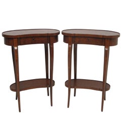 Pair of Mahogany Kidney Shape Parquetry Inlay Side Tables, French, circa 1900