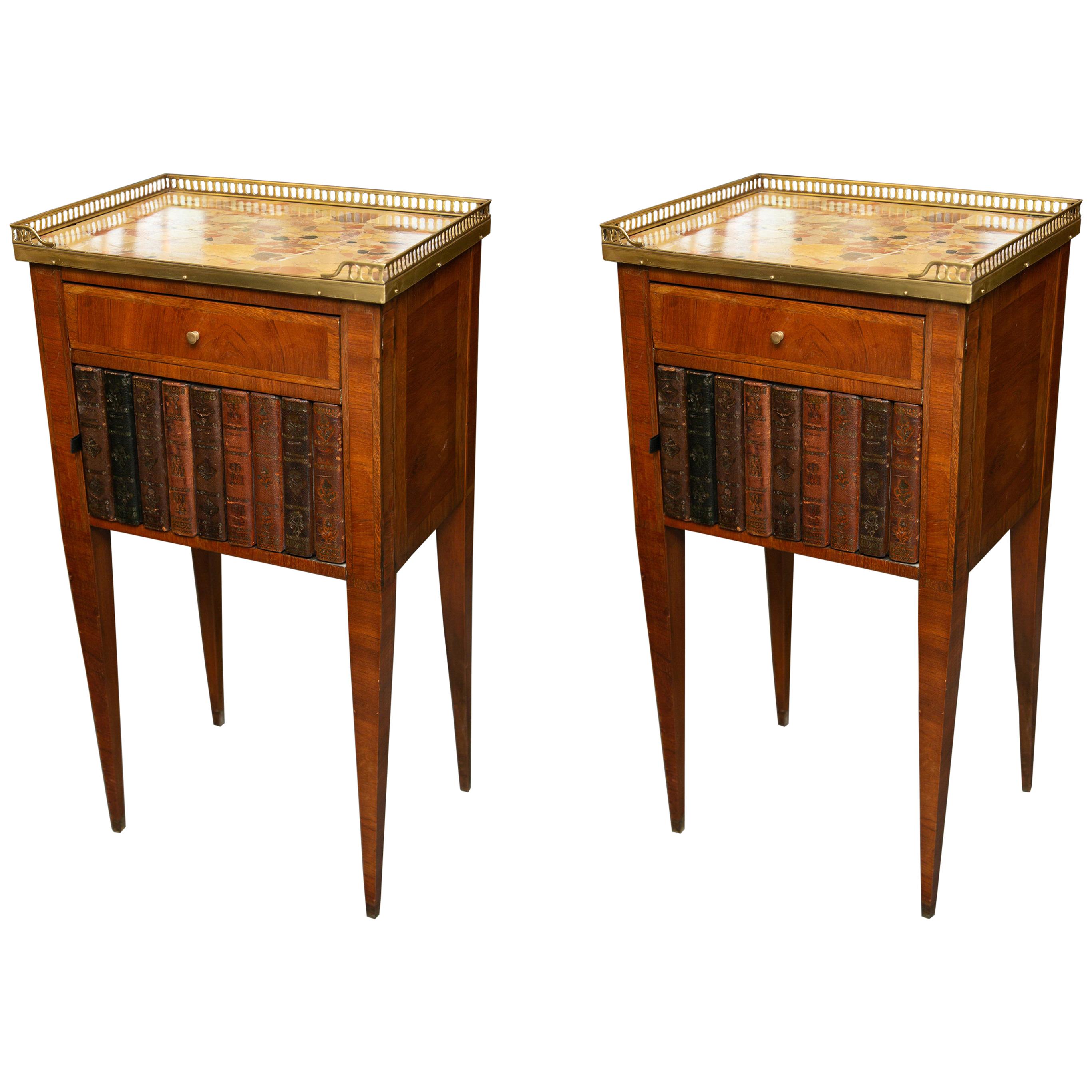Pair of Mahogany Louis XVI Style Side Tables