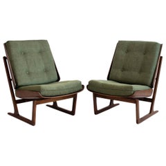 Pair of Mahogany Lounge Chairs Attributed to Grete Jalk