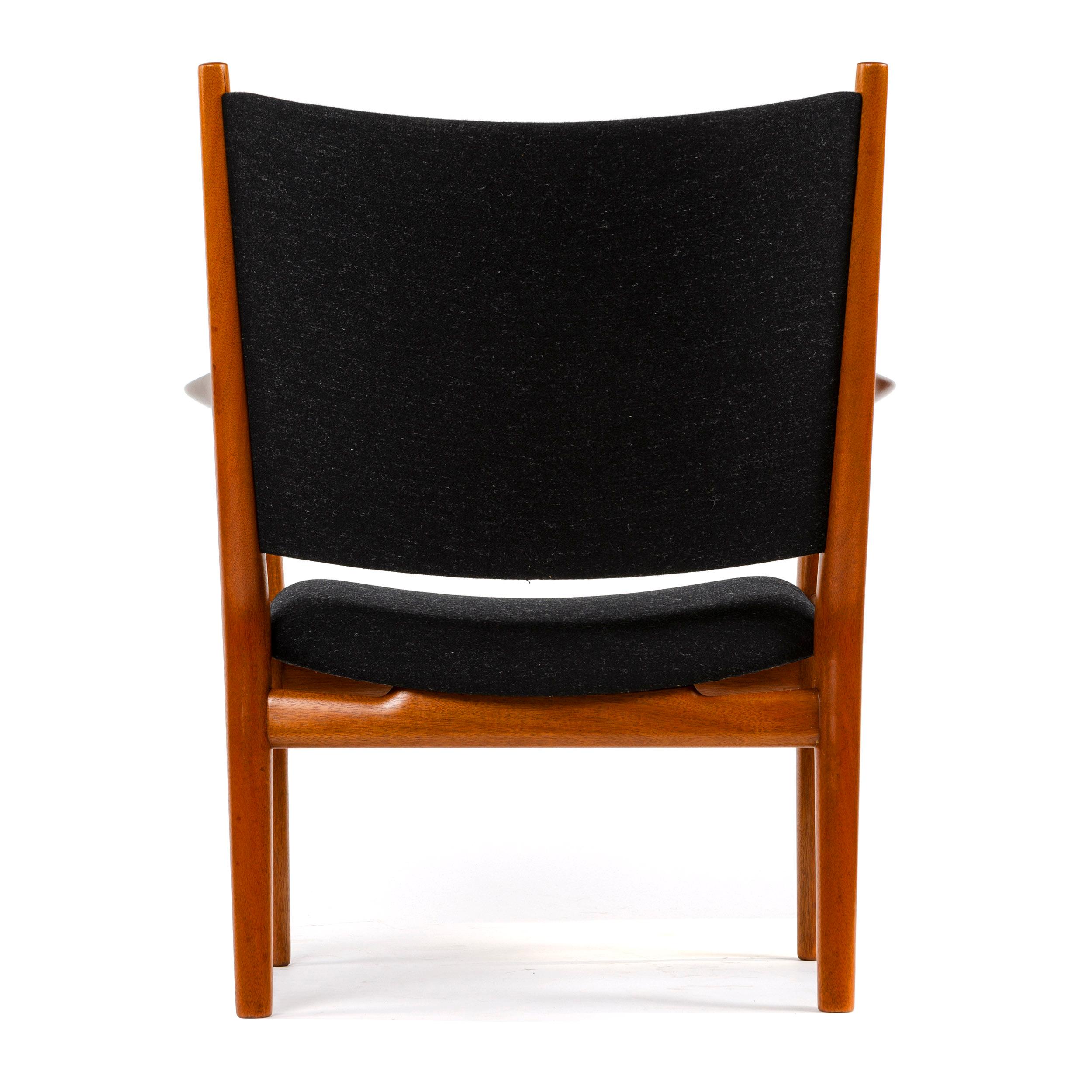 Danish Pair of Mahogany Lounge Chairs by Hans J. Wegner for Johannes Hansen For Sale