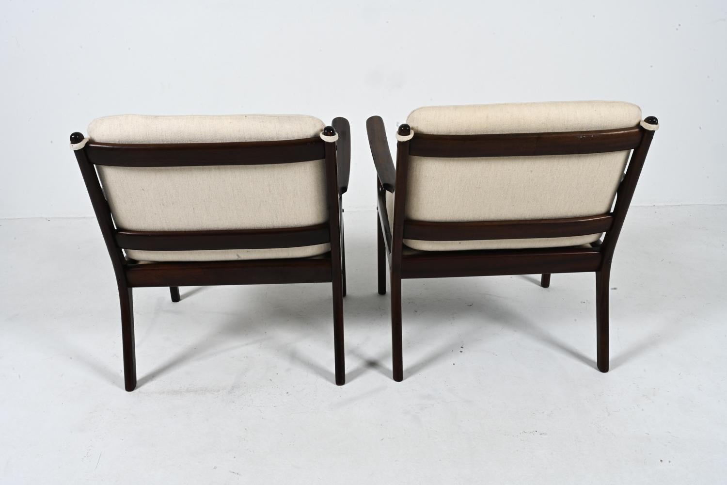 20th Century Pair of Mahogany Lounge Chairs, Model PJ 112 by Ole Wanscher for Poul Jeppesen For Sale