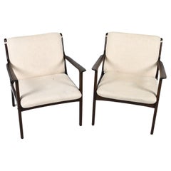 Pair of Mahogany Lounge Chairs, Model PJ 112 by Ole Wanscher for Poul Jeppesen