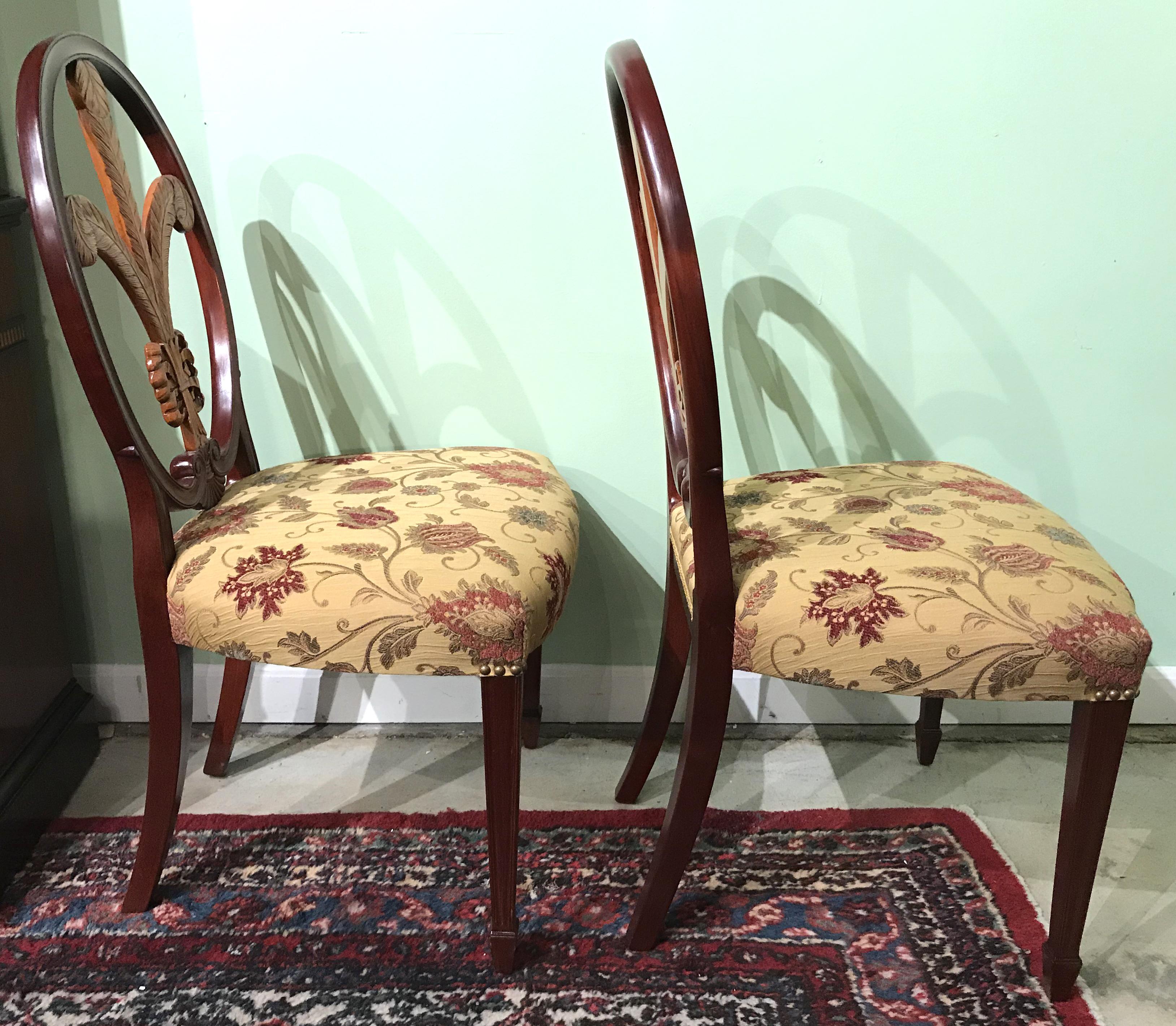 20th Century Pair of Mahogany & Maple Side Chairs with Prince of Wales Feather Backs by Gerte