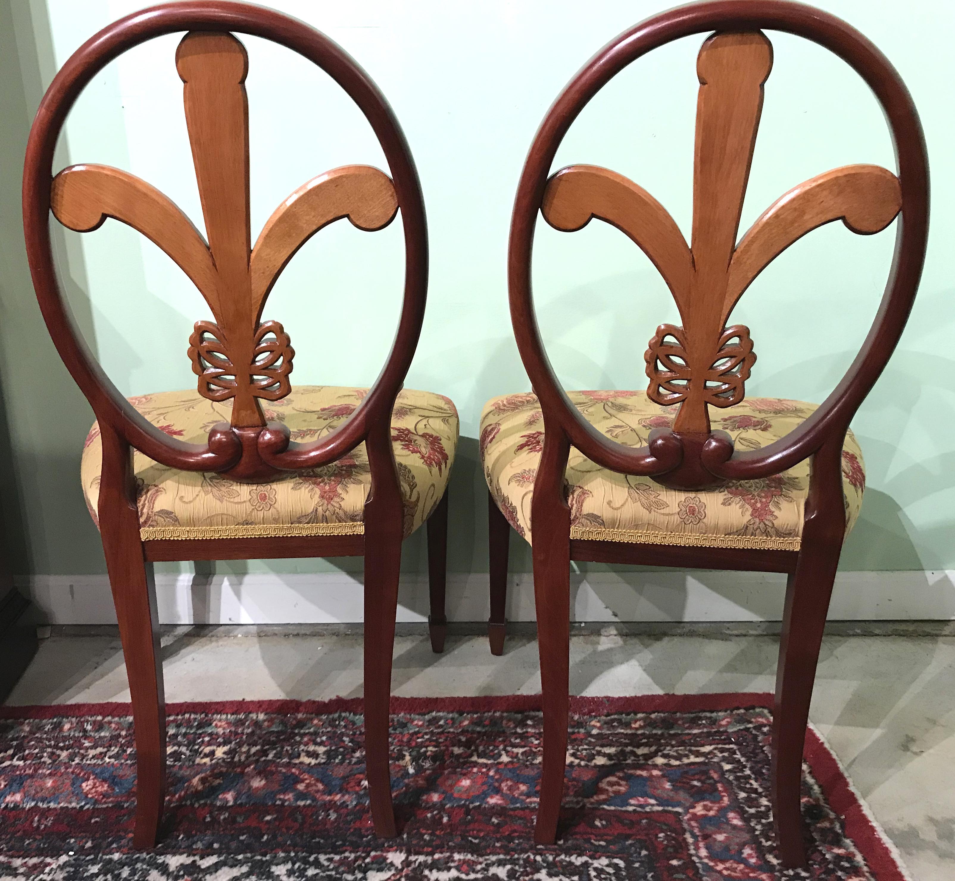 Pair of Mahogany & Maple Side Chairs with Prince of Wales Feather Backs by Gerte 1