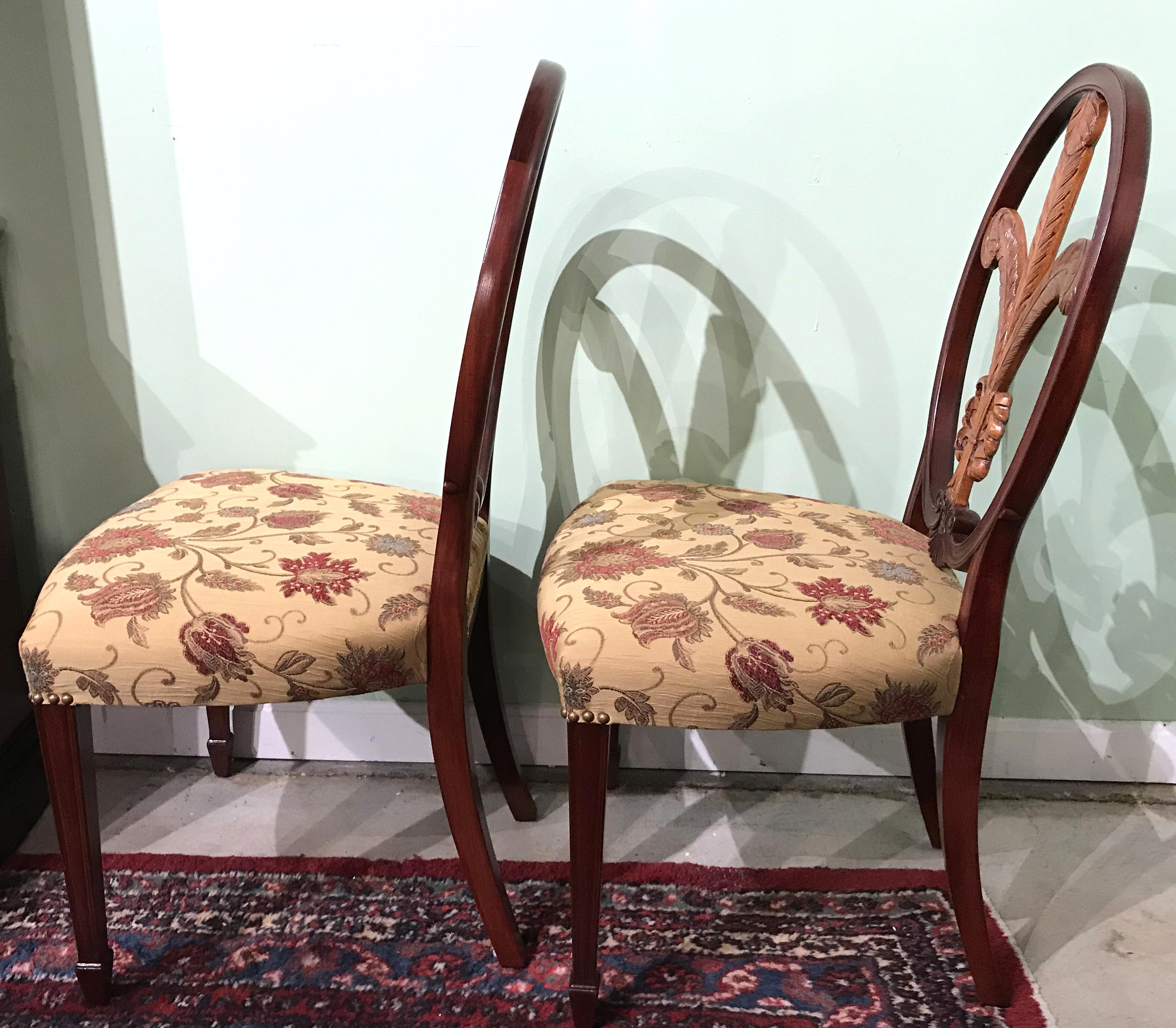 Pair of Mahogany & Maple Side Chairs with Prince of Wales Feather Backs by Gerte 2