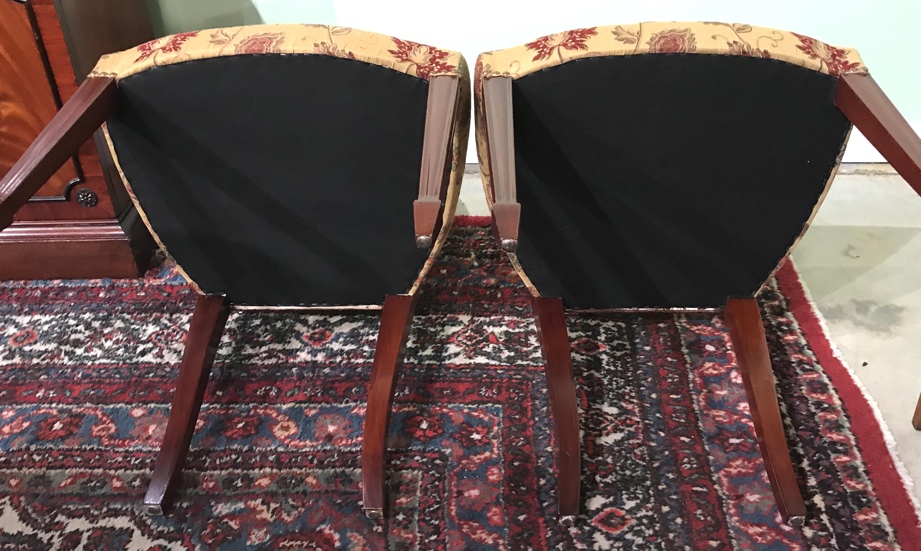 Pair of Mahogany & Maple Side Chairs with Prince of Wales Feather Backs by Gerte 3