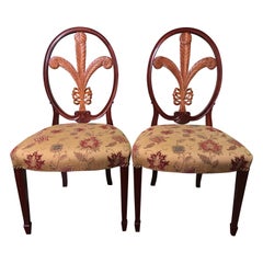 Pair of Mahogany & Maple Side Chairs with Prince of Wales Feather Backs by Gerte