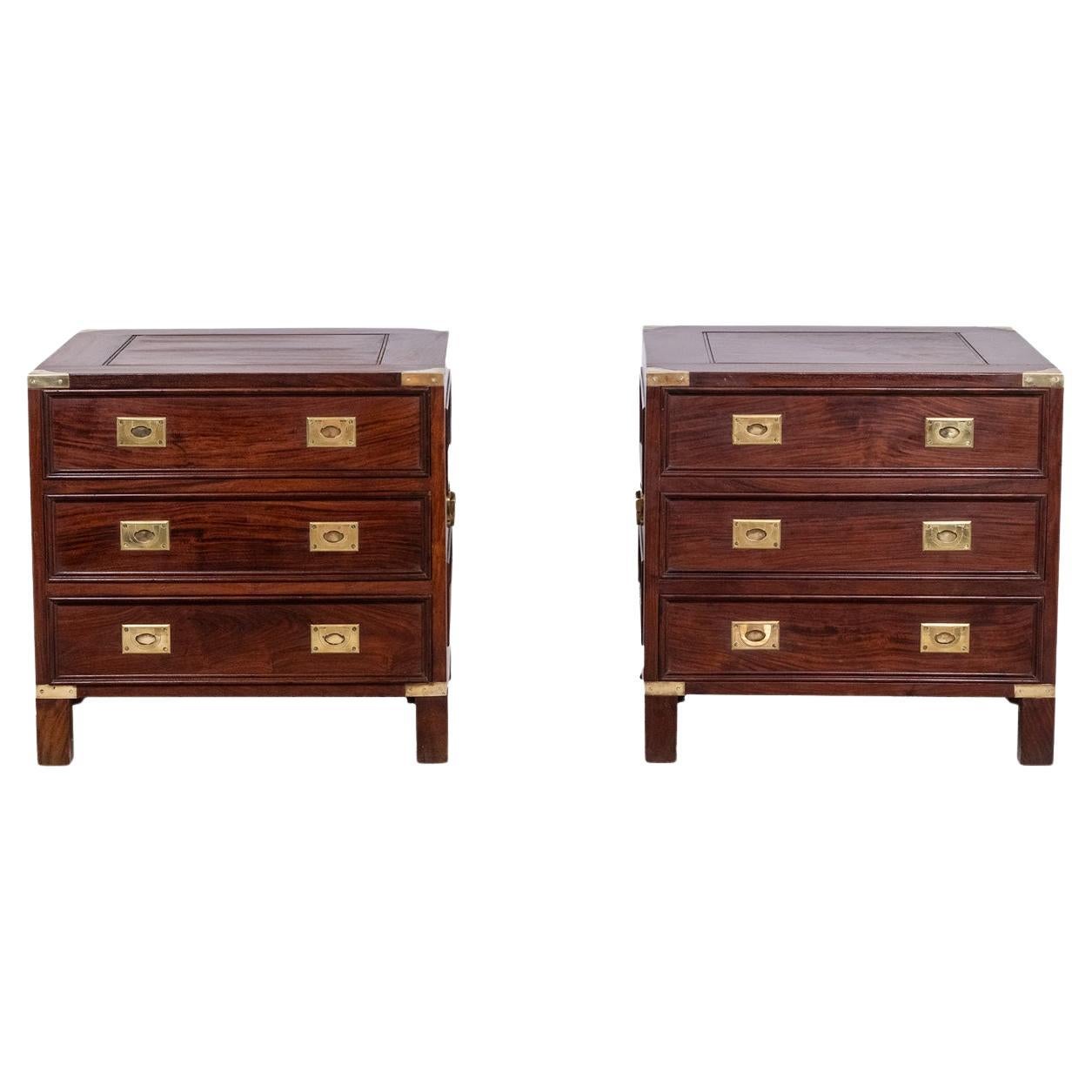 Pair of mahogany marine chests of drawers. 1950s. For Sale