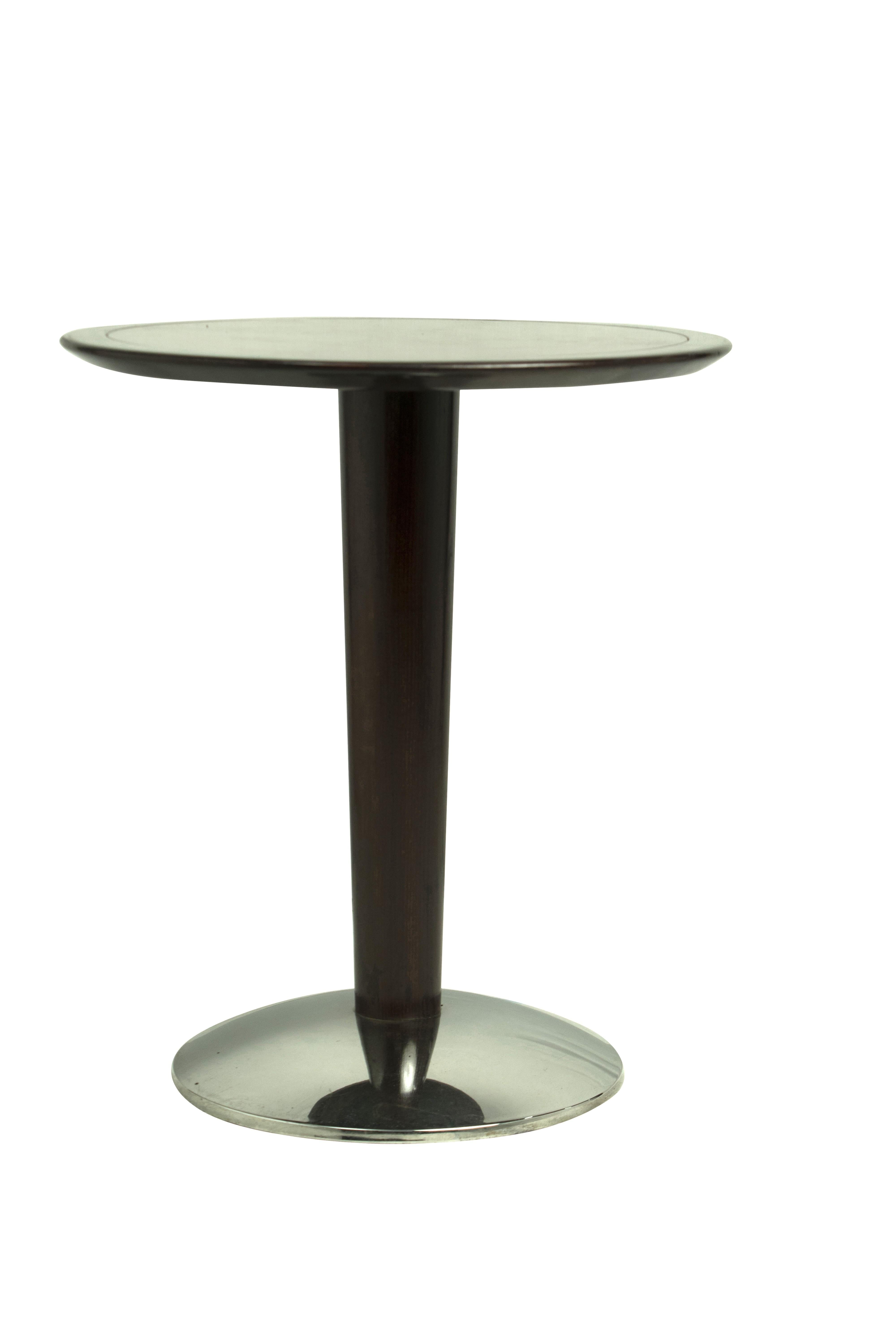20th Century Pair of Mahogany Marquetry Side Tables with Chrome Base For Sale