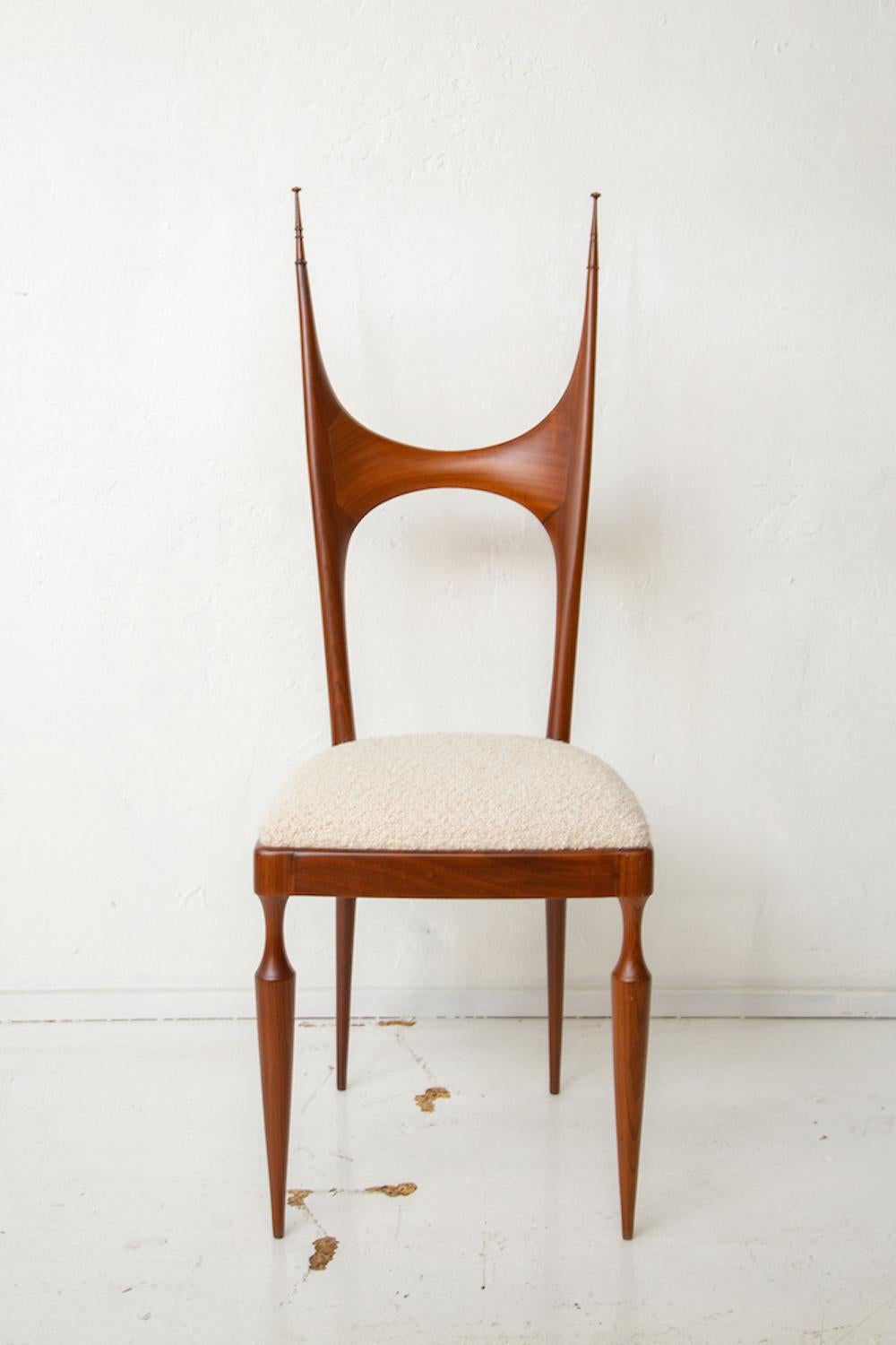 Mid-20th Century Pair of Mahogany Mid-Century Italian Tall Back Chairs by Pozzi and Verga