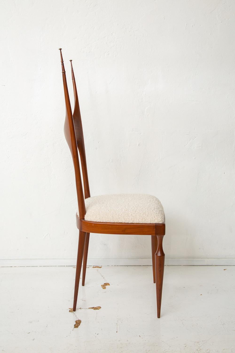 Pair of Mahogany Mid-Century Italian Tall Back Chairs by Pozzi and Verga 1