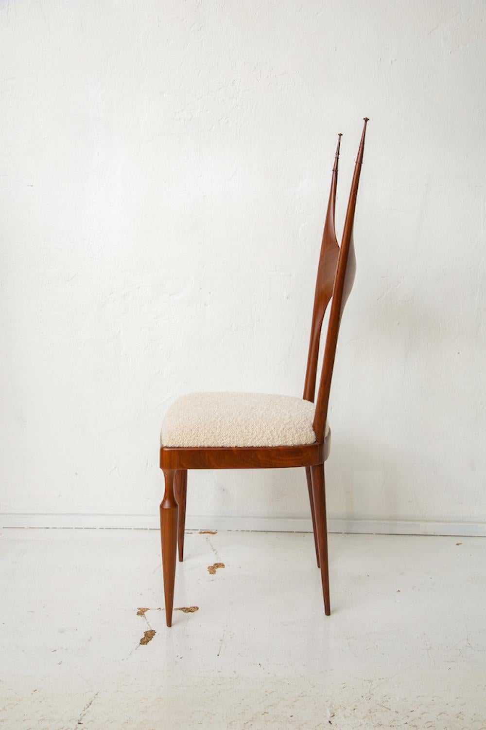 Pair of Mahogany Mid-Century Italian Tall Back Chairs by Pozzi and Verga 2