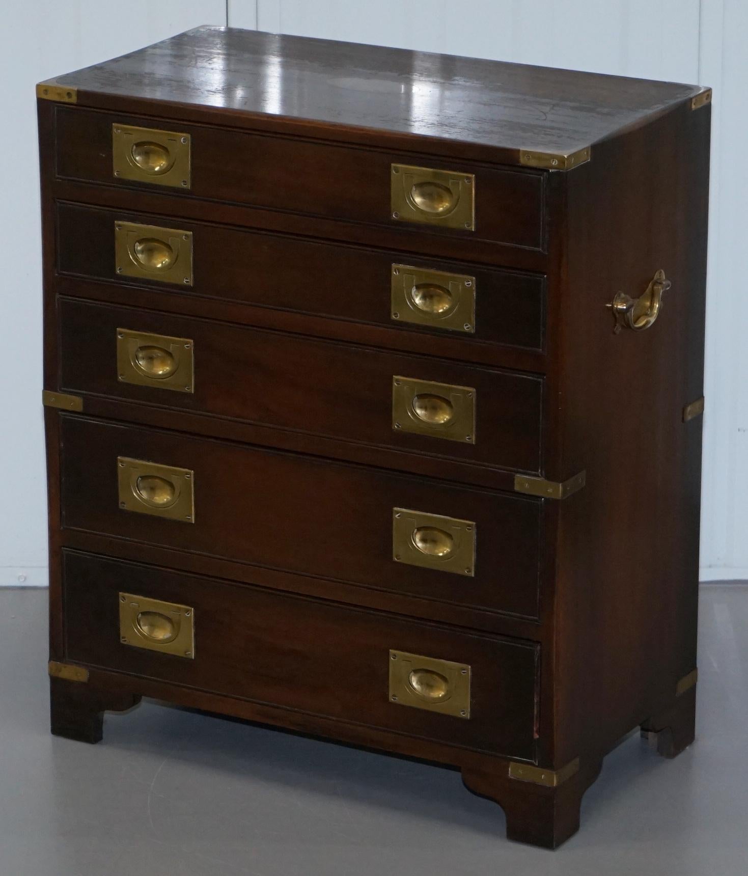 Hand-Crafted Pair of Mahogany Military Campaign Bevan Funnell Side Table Chest of Drawers
