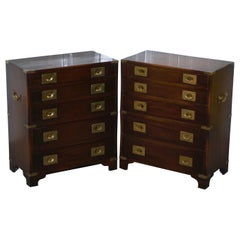 Vintage Pair of Mahogany Military Campaign Bevan Funnell Side Table Chest of Drawers