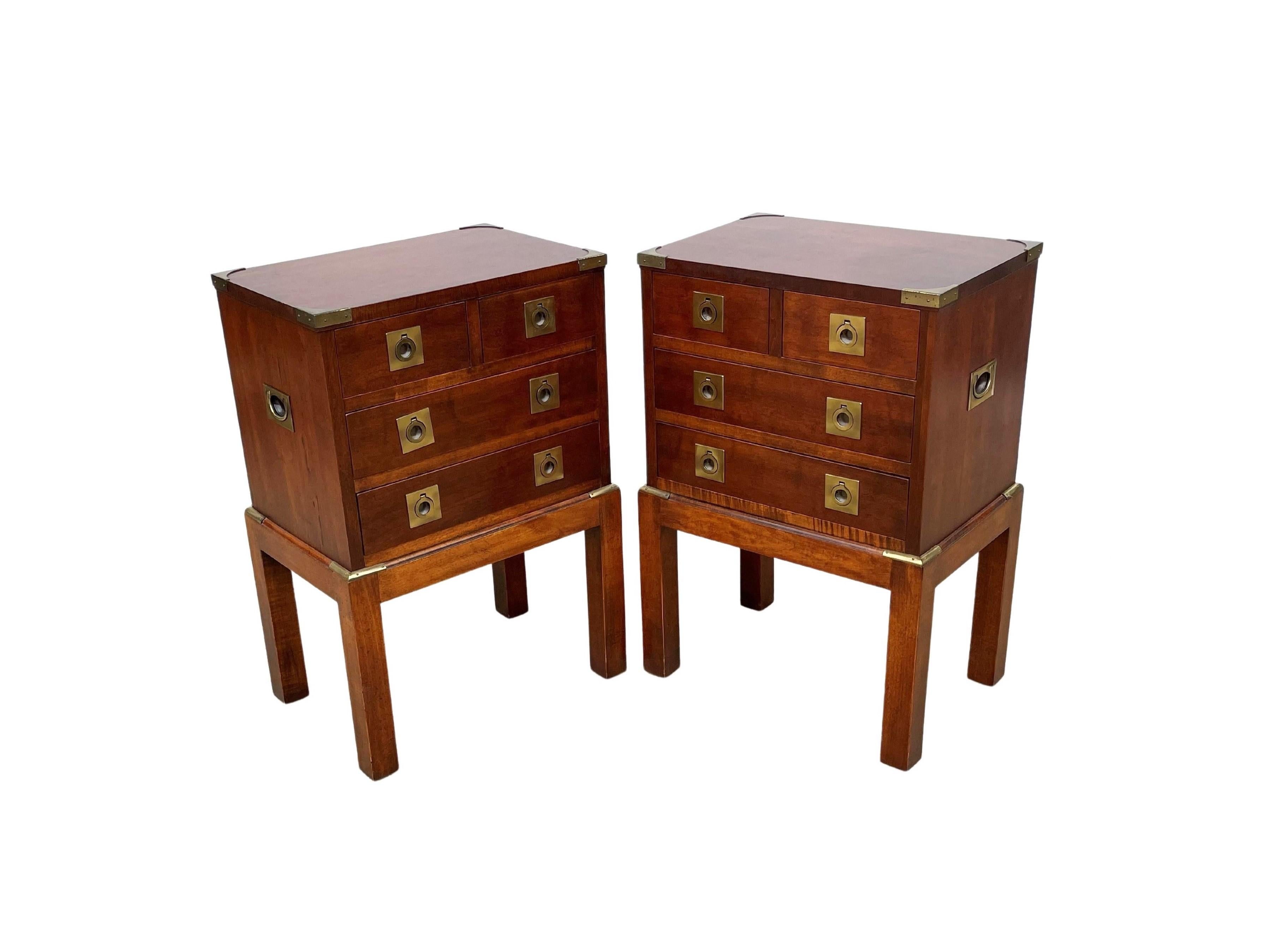 Pair of Mahogany Military Campaign Chests on Stands or Tables For Sale 5