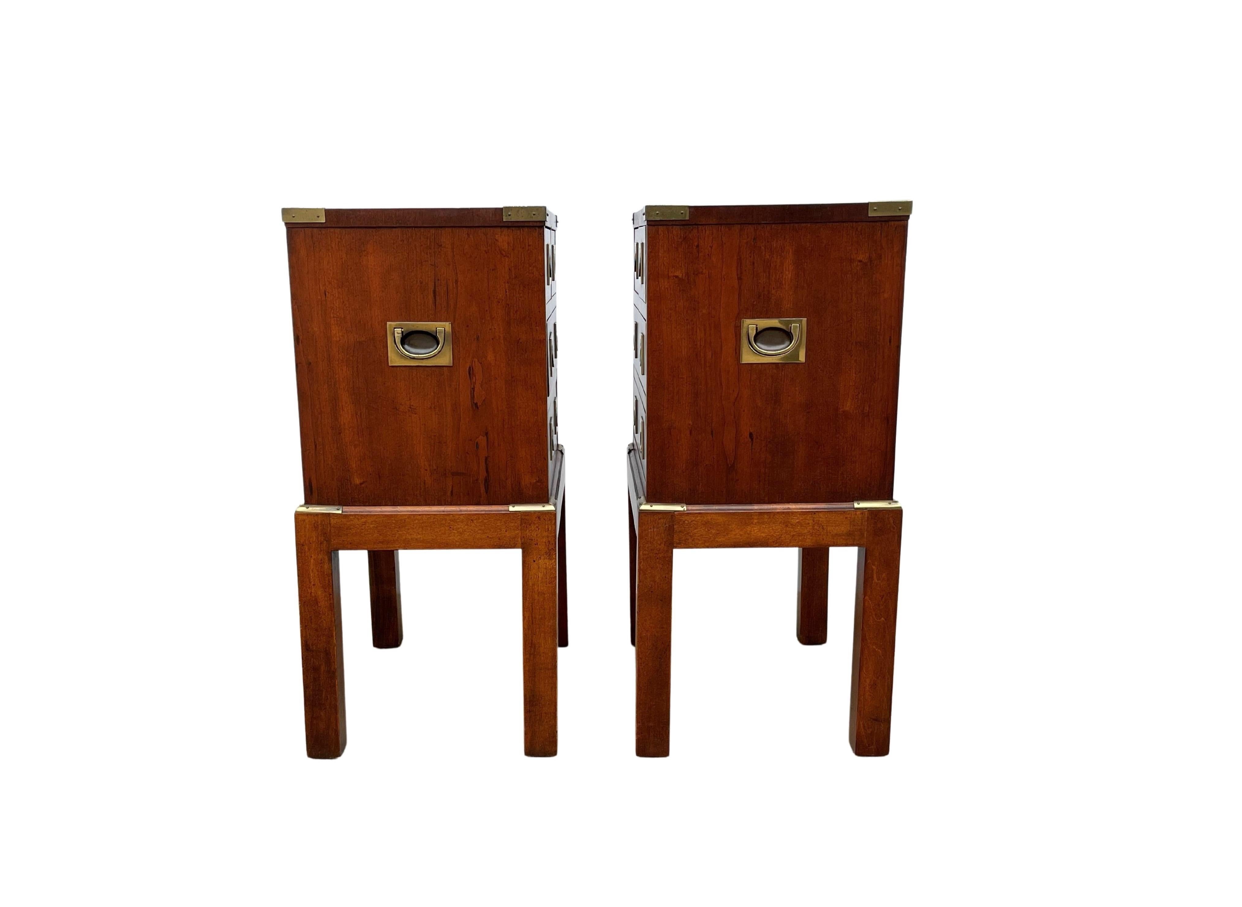 Pair of Mahogany Military Campaign Chests on Stands or Tables For Sale 7