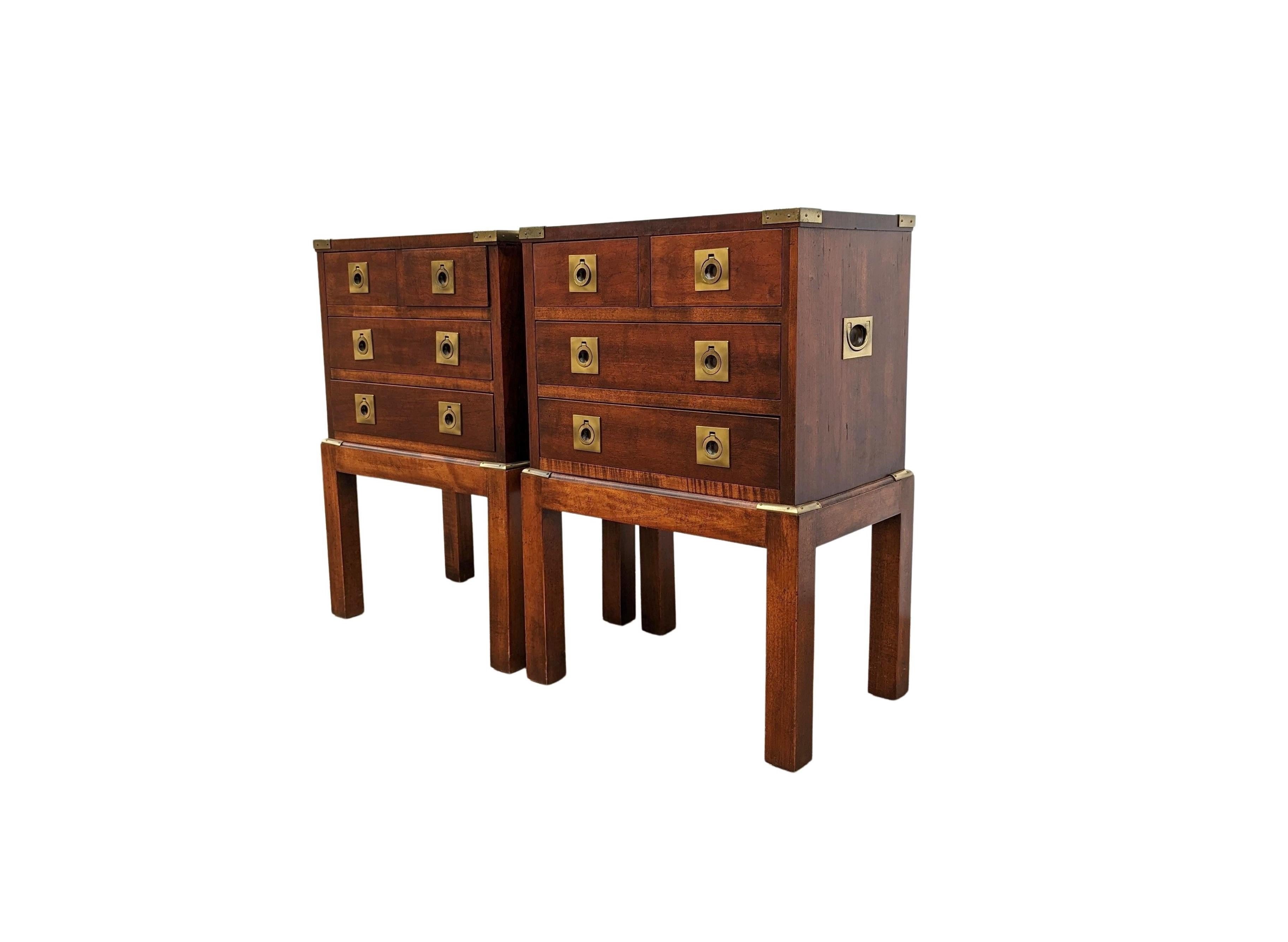 Pair of Mahogany Military Campaign Chests on Stands or Tables For Sale 8