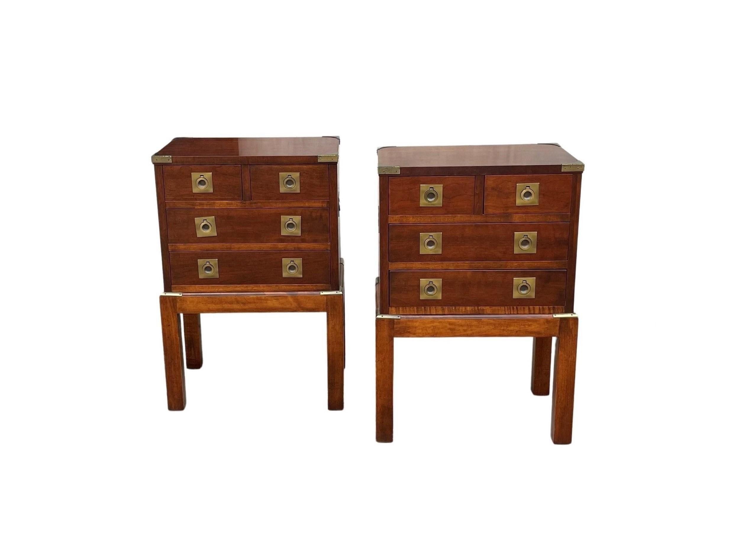 Pair of Mahogany Military Campaign Chests on Stands or Tables In Good Condition For Sale In Dallas, TX