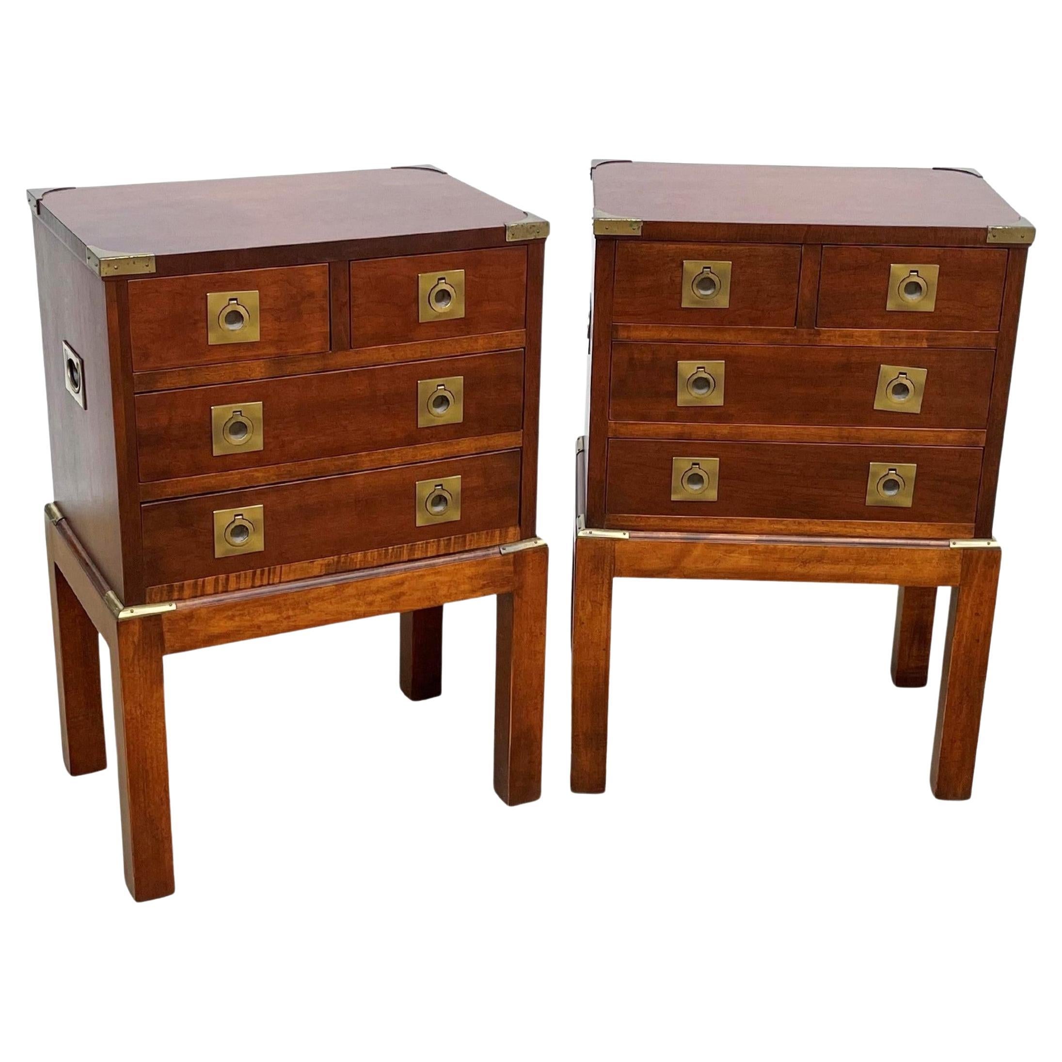 Pair of Mahogany Military Campaign Chests on Stands or Tables