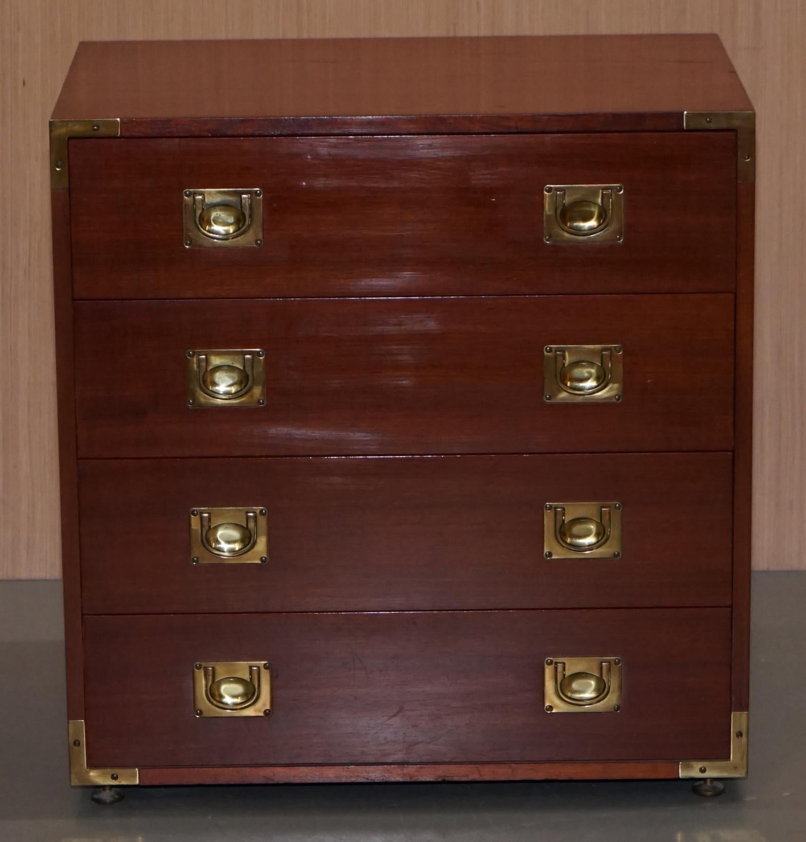 Pair of Mahogany Military Campaign Style Chests of Drawers Nice Sizes Any Room 7