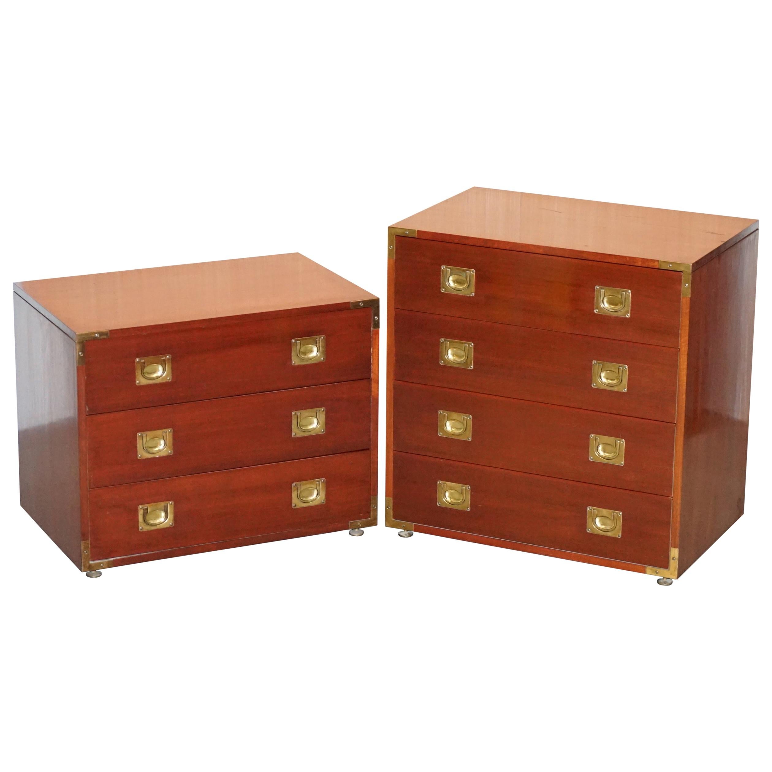 Pair of Mahogany Military Campaign Style Chests of Drawers Nice Sizes Any Room