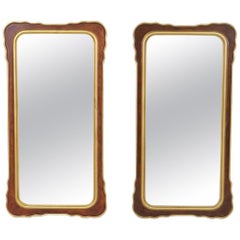 Pair of Mahogany Mirrors with Gilt Details