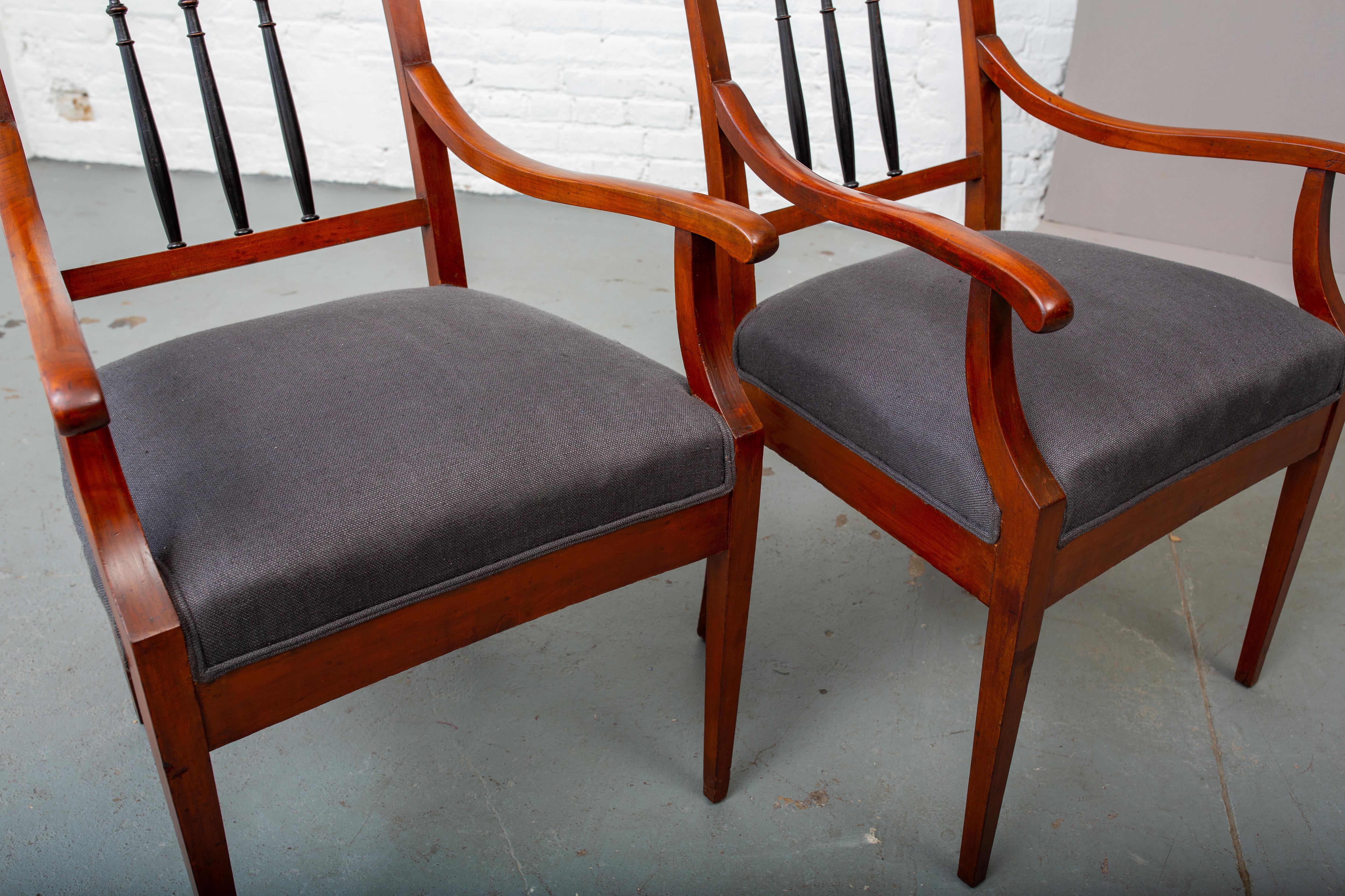 Pair of Mahogany Neoclassical Style Armchairs For Sale 3